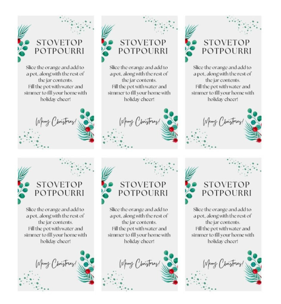 Holiday Potpourri intended for Free Printable Christmas Potpourri Tags