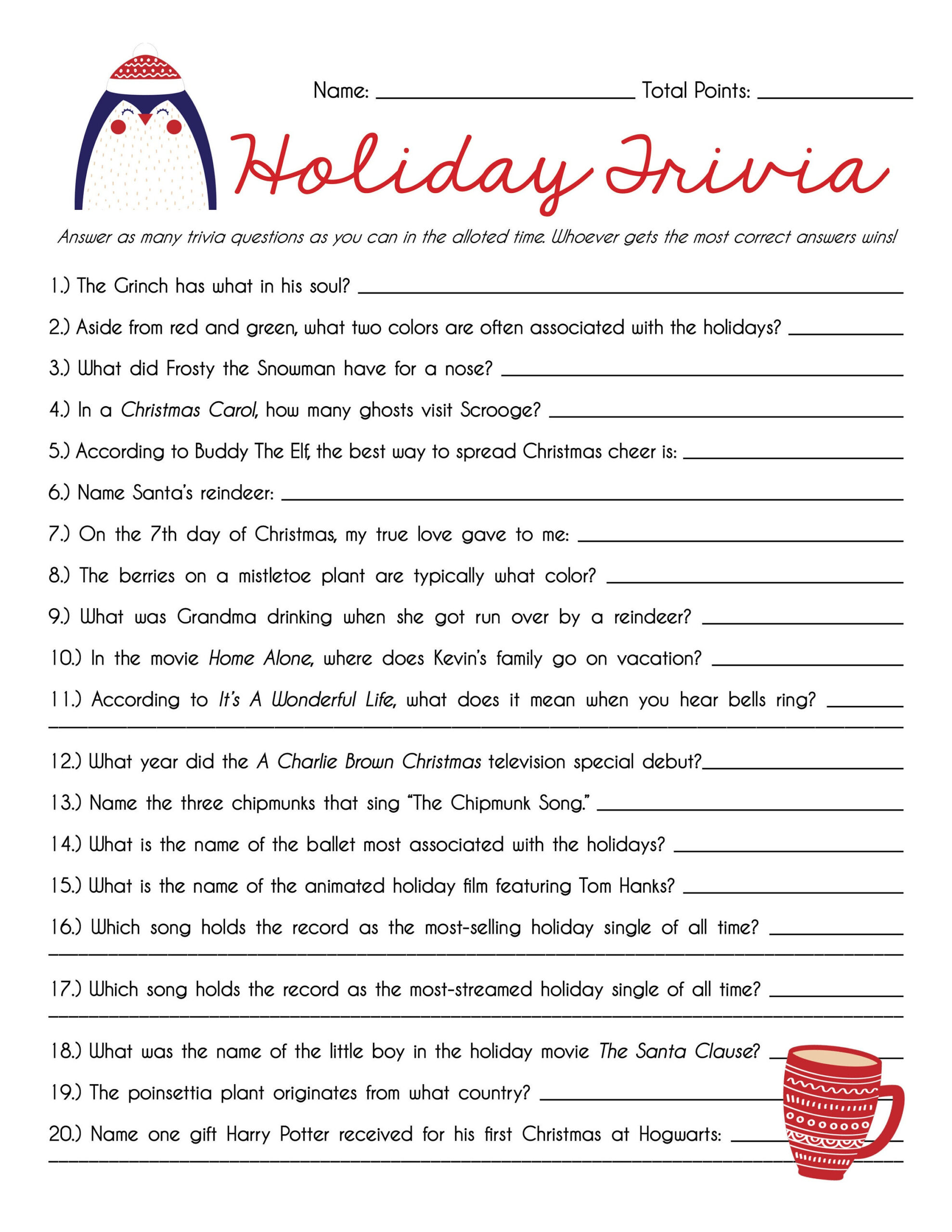 Holiday Trivia Printable Game (Digital Pdf) - Etsy New Zealand within Holiday Trivia Questions Printable