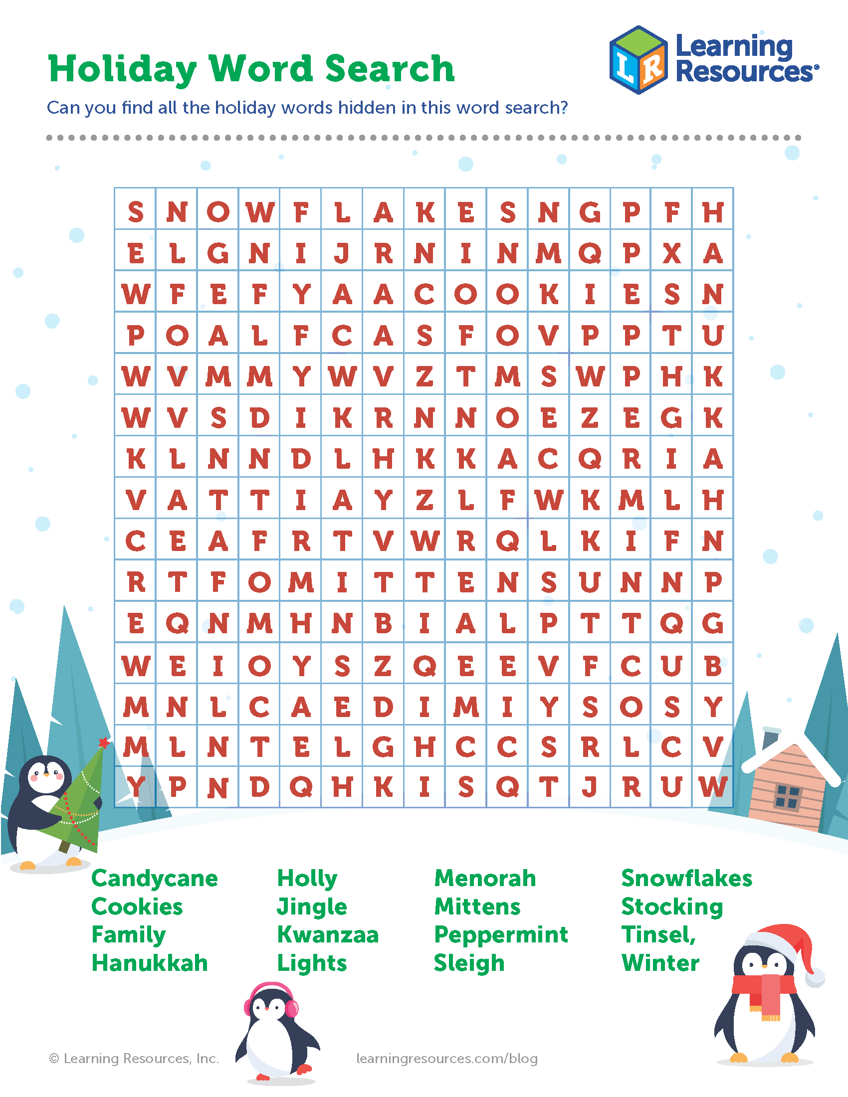 Holiday Word Search Printable | Learning Resources in Holiday Word Search Printable For Adults