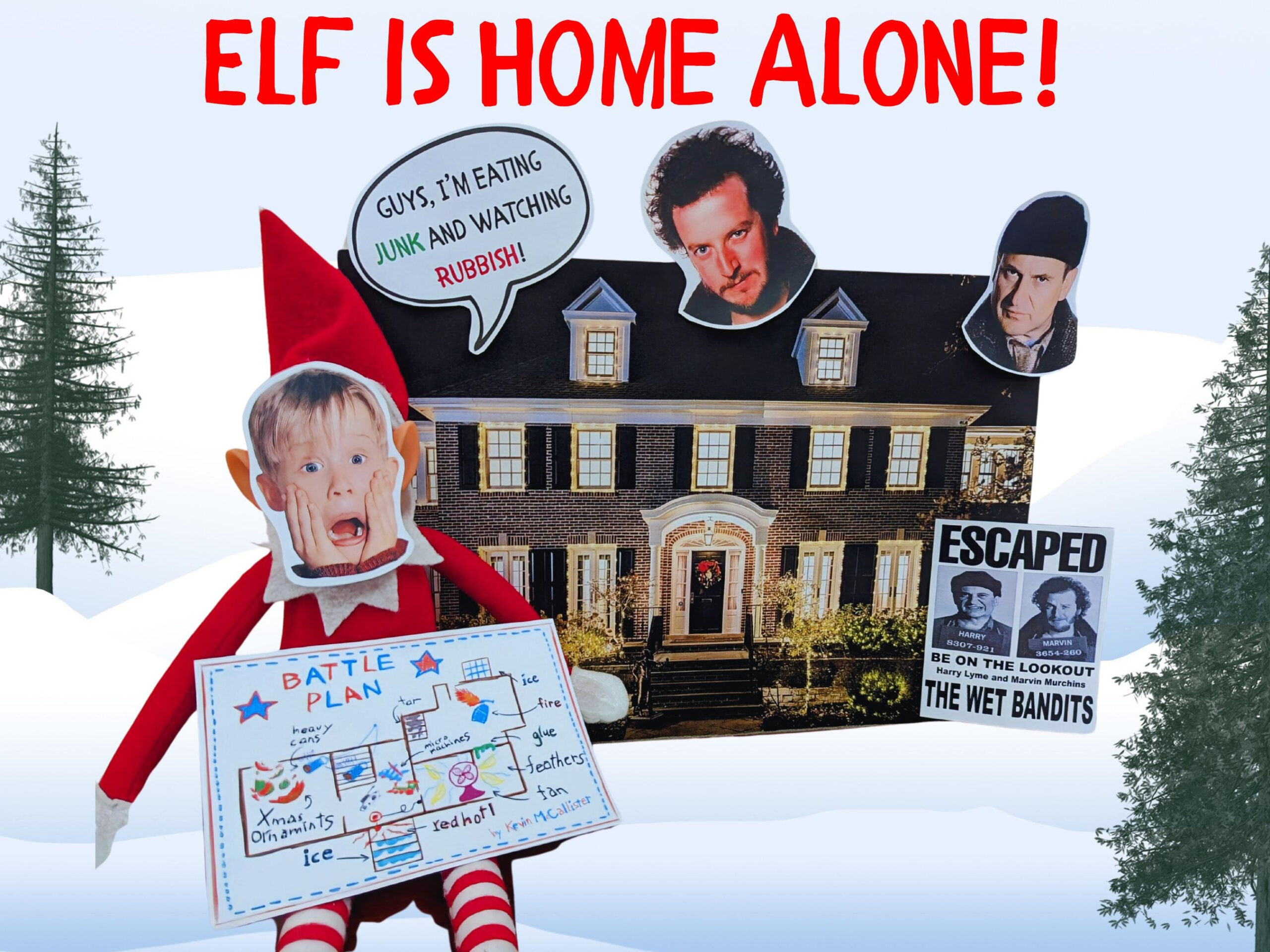 Home Alone Easy Elf Printable Instant Download, Home Alone Elf with Home Alone Elf on the Shelf Printable
