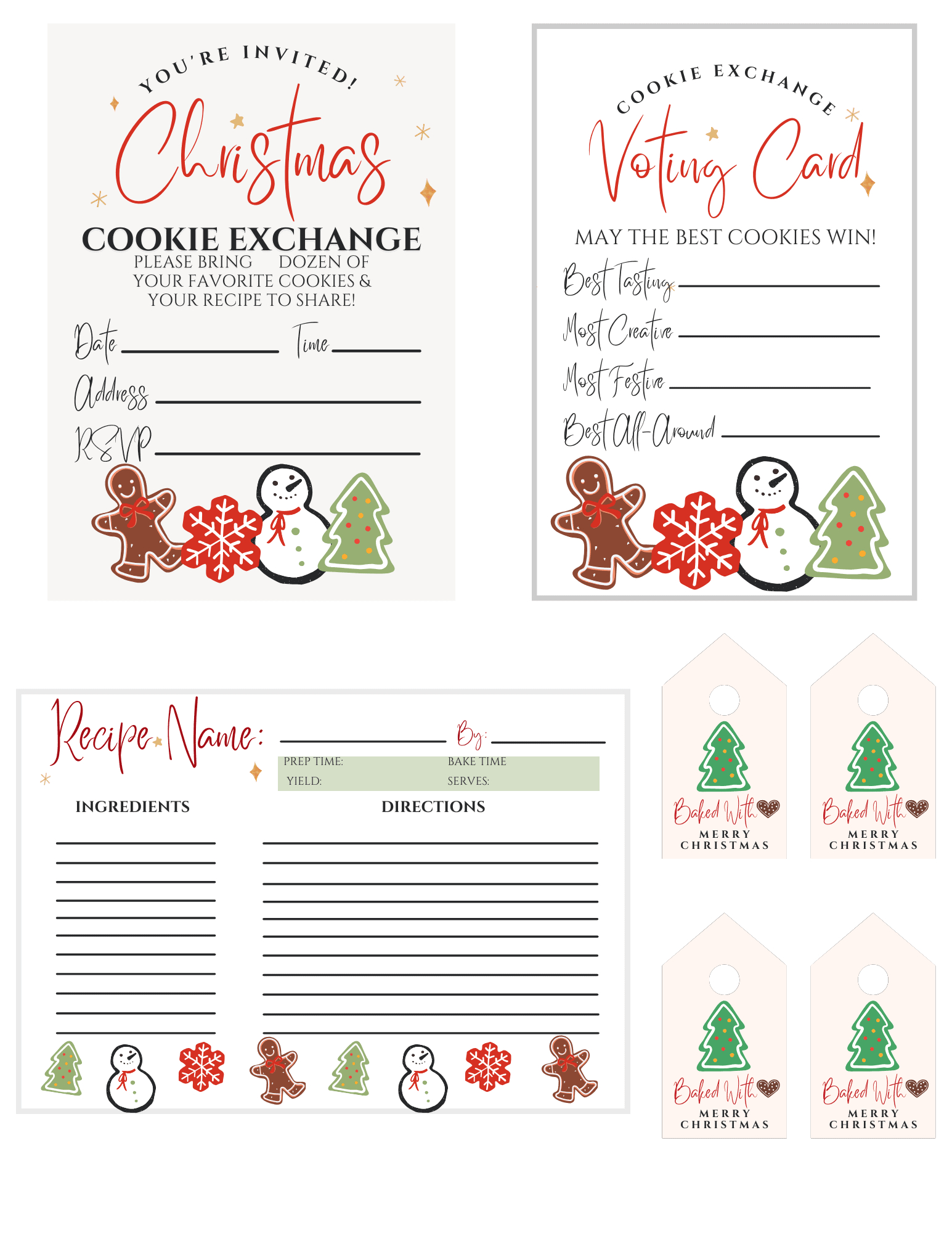 Host A Christmas Cookie Exchange: Free Party Printables &amp;amp; 35 regarding Christmas Cookie Exchange Printable