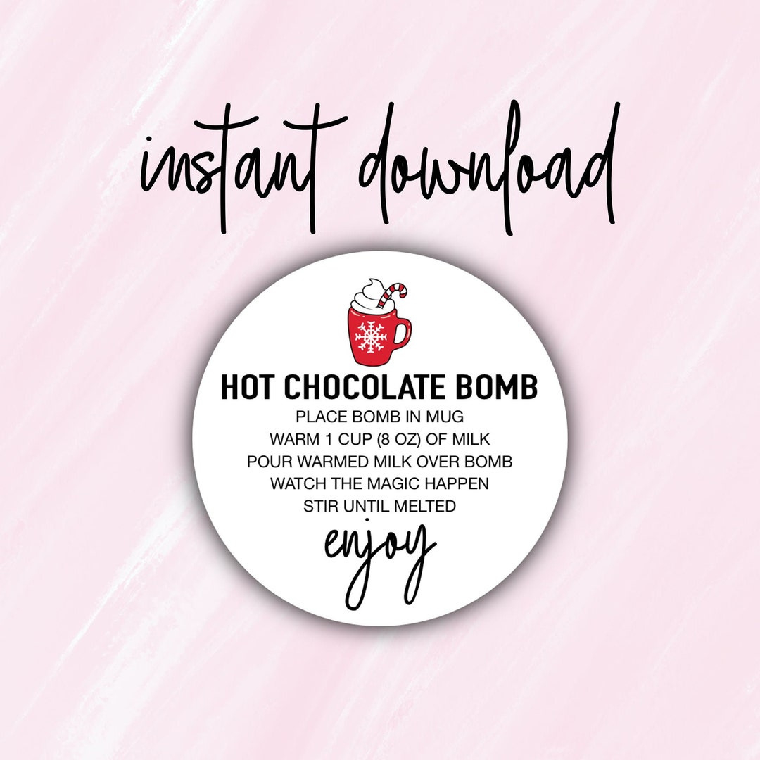 Hot Chocolate Bomb Tag, Druckbare Hot Cocoa Bomb Labels, Hot Cocoa Geschenkanhänger, Hot Cocoa Bomb Tag Anweisungen, Instant Download - Etsy.de for Hot Chocolate Bomb Tags Printable