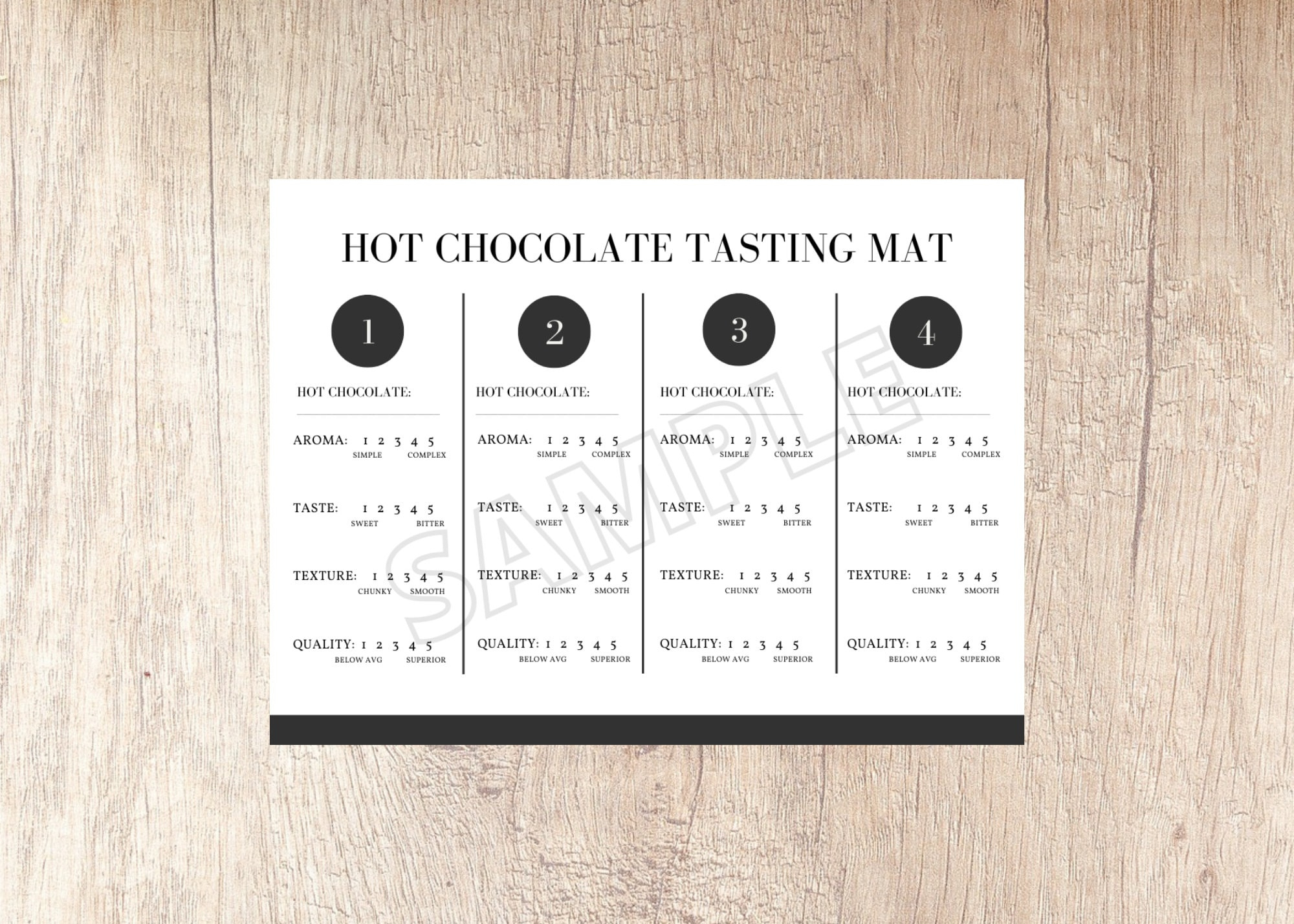 Hot Chocolate Tasting Score Card | Sofort Download | Druckbar: Pdf throughout Cocoa Tasting Scorecard Printable