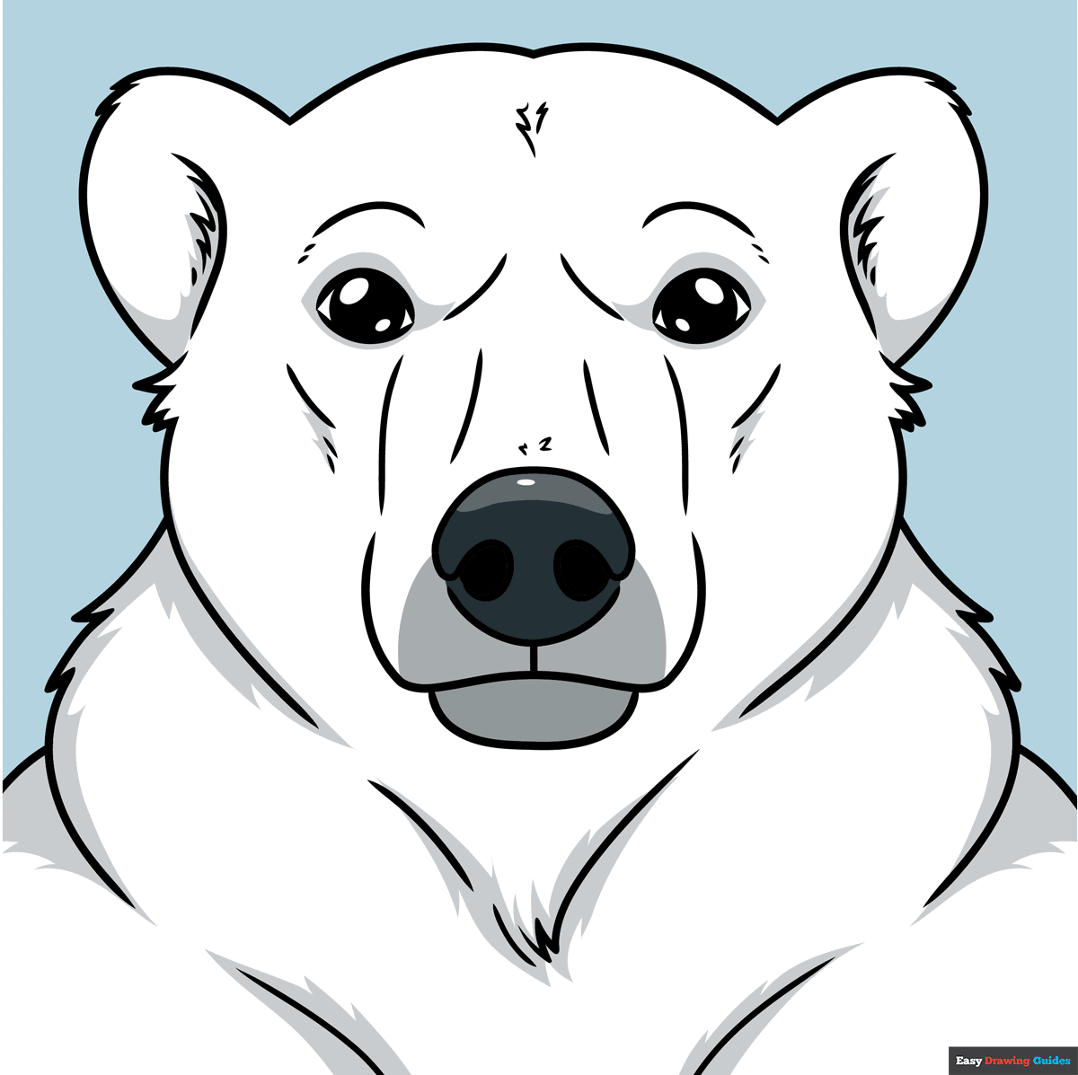 How To Draw A Polar Bear Head And Face - Really Easy Drawing Tutorial regarding Polar Bear Face Printable