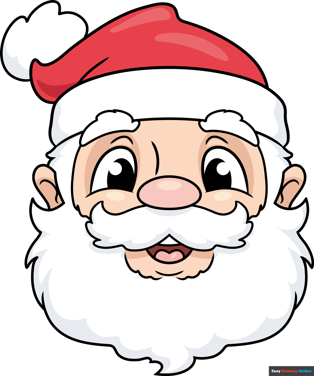 How To Draw A Santa Claus Face - Really Easy Drawing Tutorial in Santa Face Printable