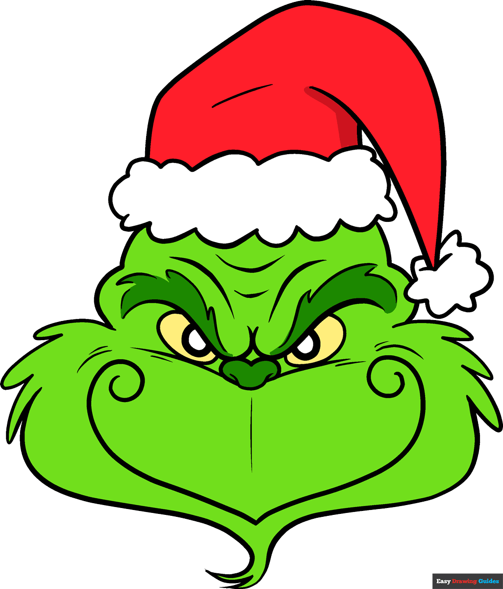How To Draw An Easy Grinch Face - Really Easy Drawing Tutorial inside Large Printable Grinch Face