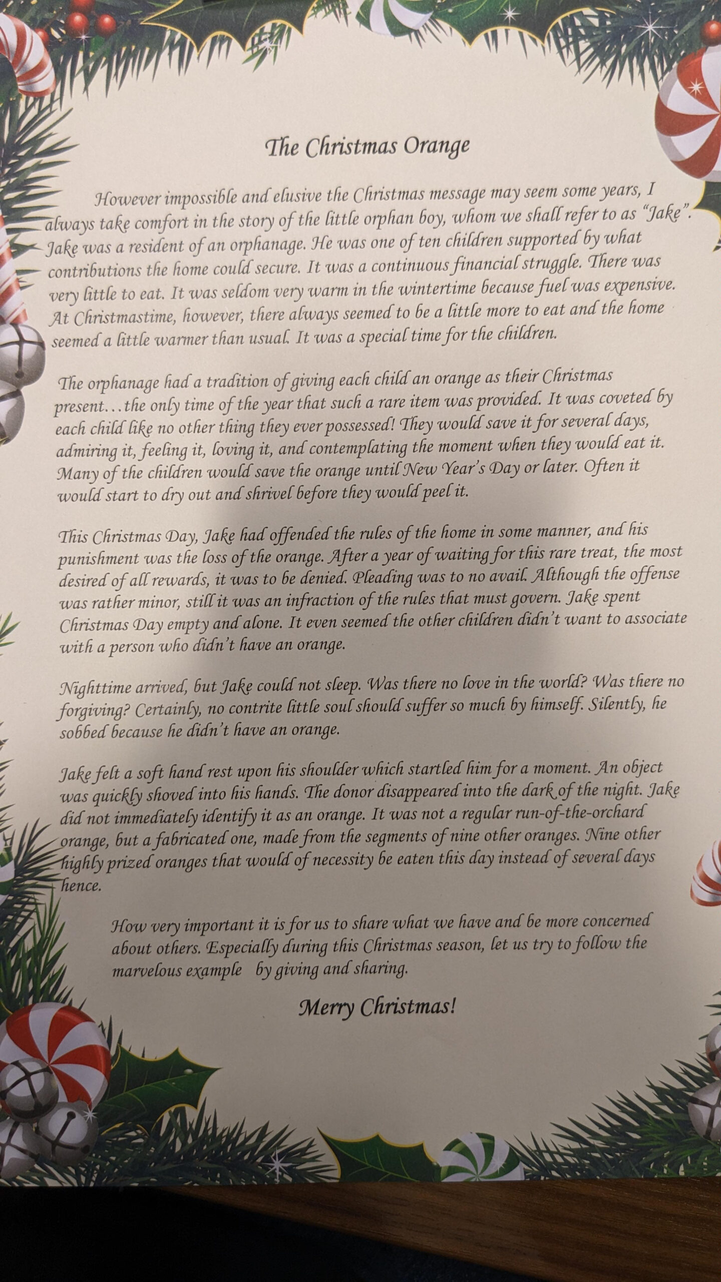 I Got A Bizarre Christmas "Bonus" Of A Story About An Orphan Boy throughout Christmas Orange Story Printable