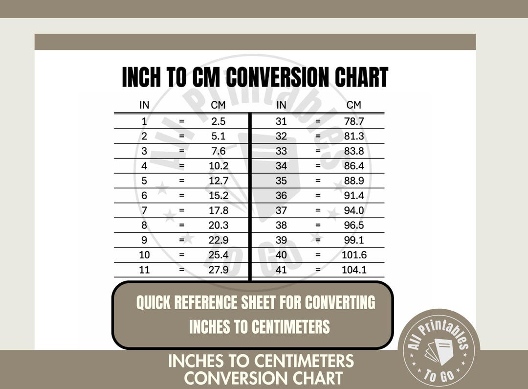 Inch To Centimeter Conversion Chart | Printable Measurement Table pertaining to Centimeters To Inches Conversion Chart Printable