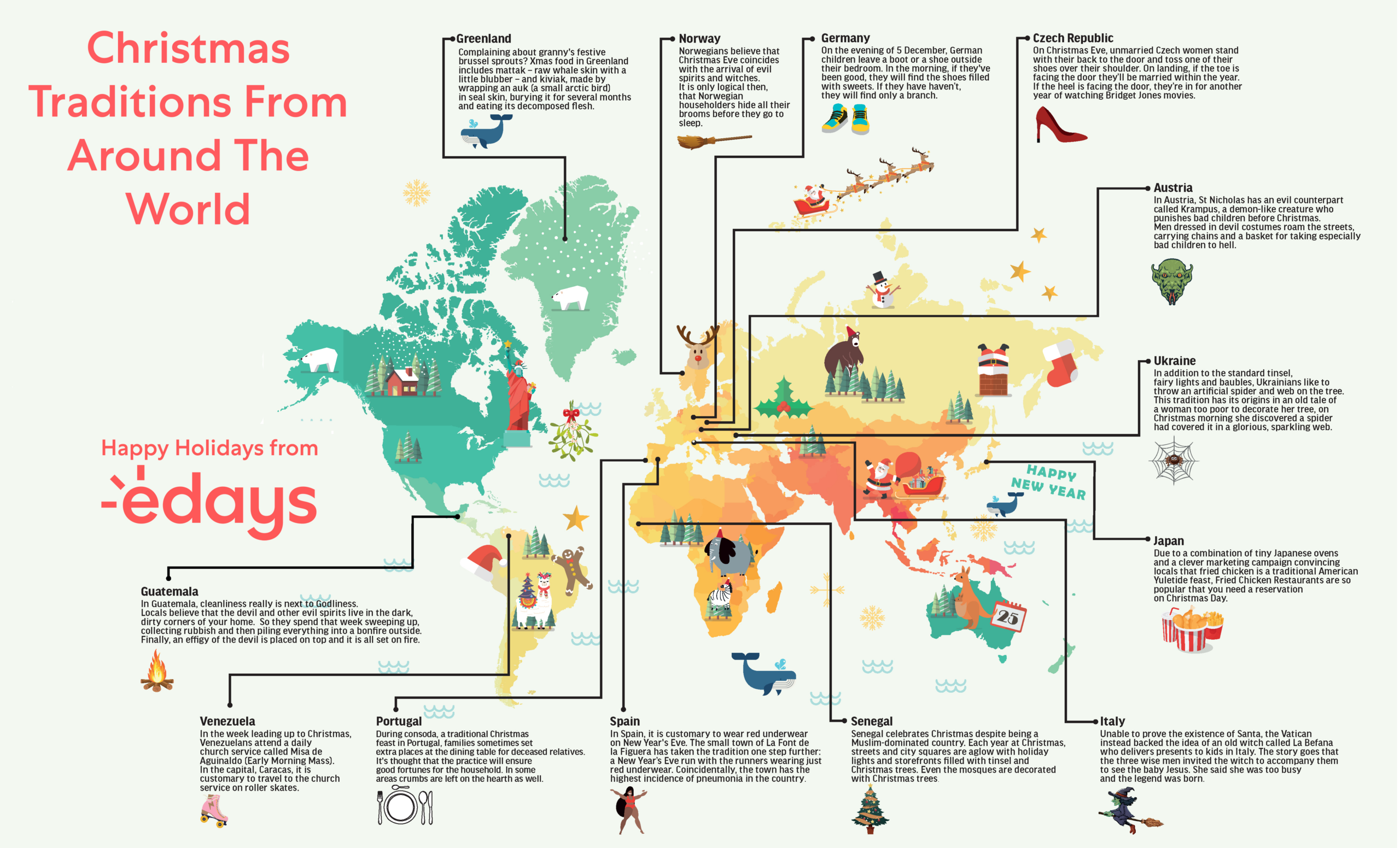 Infographic: Christmas Traditions From Around The World within Christmas Around The World Printable Map