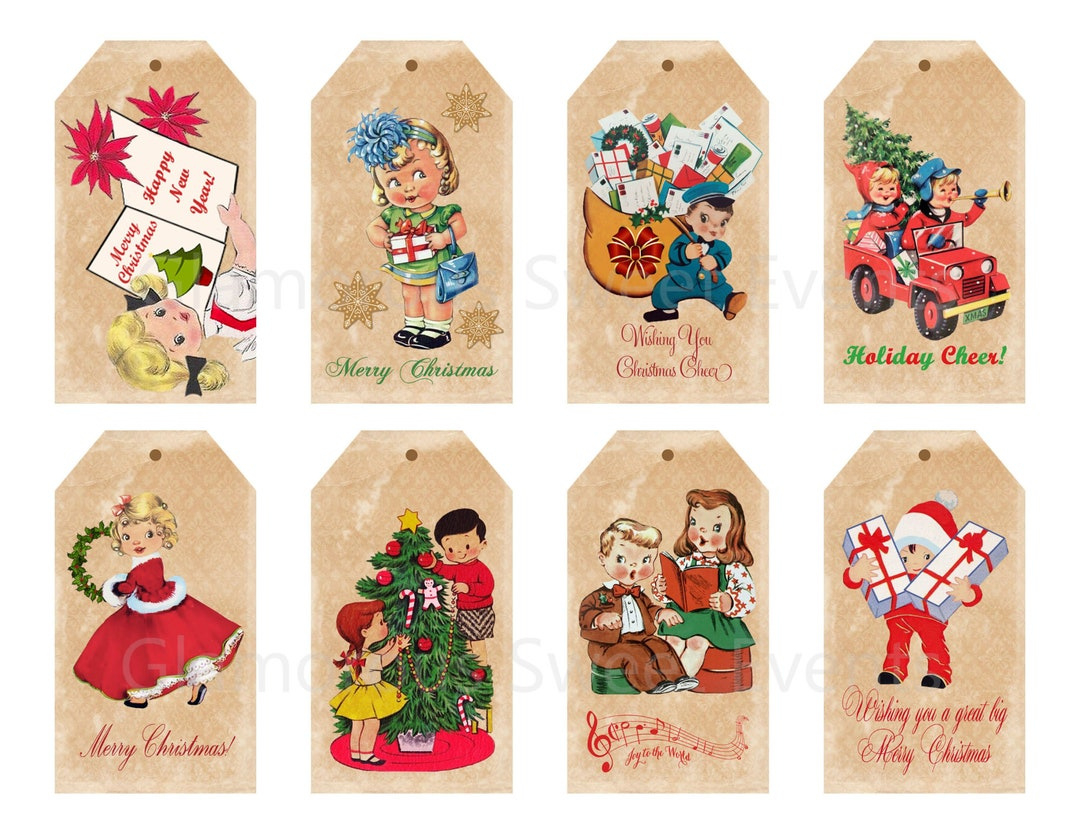 Instant Download, Vintage Christmas Gift Tags, Printable - Etsy with regard to Vintage Printable Christmas Gift Tags