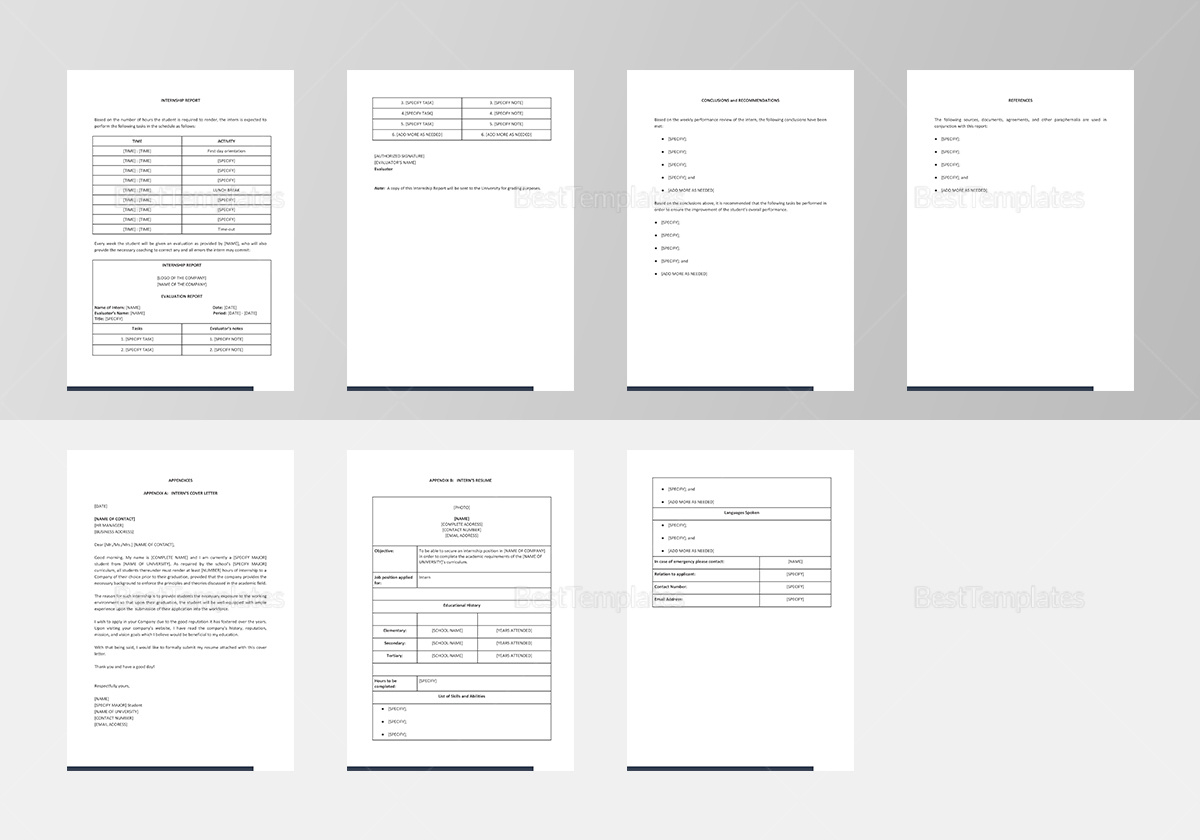 Internship Report Template In Word, Google Docs, Apple Pages pertaining to Internship Journal Sample Template