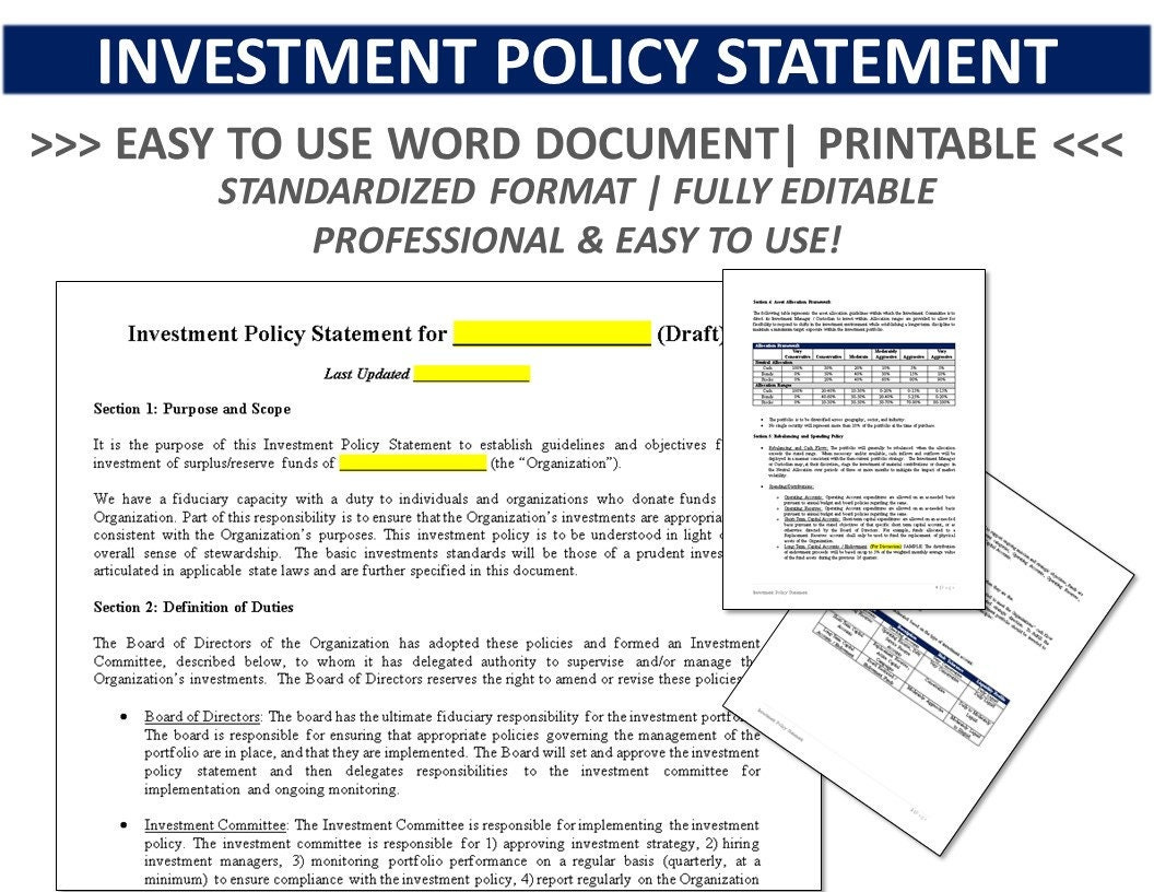 Investment Policy Statement | Ips | Investment-| Board Of Boards with regard to Investment Policy Statement Sample Template