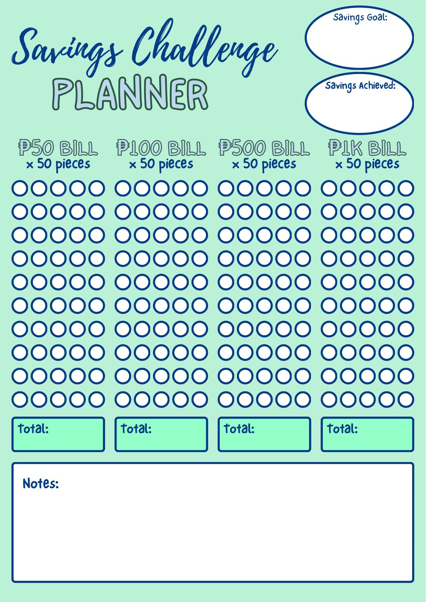 Ipon Challenge Template | Printable | Editableangelicavega regarding Ipon Challenge Chart Printable