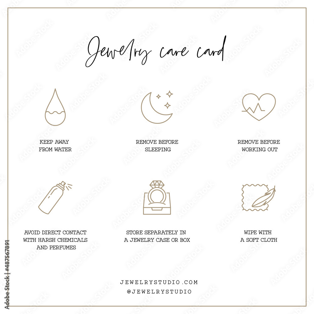 Jewelry Care Card Template Stock Vector | Adobe Stock inside Free Printable Jewelry Care Card