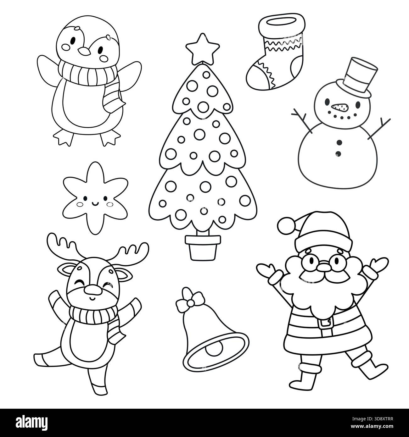 Kawaii Christmas Black And White Stock Photos & Images - Alamy for Kawaii Christmas Cutouts Printable