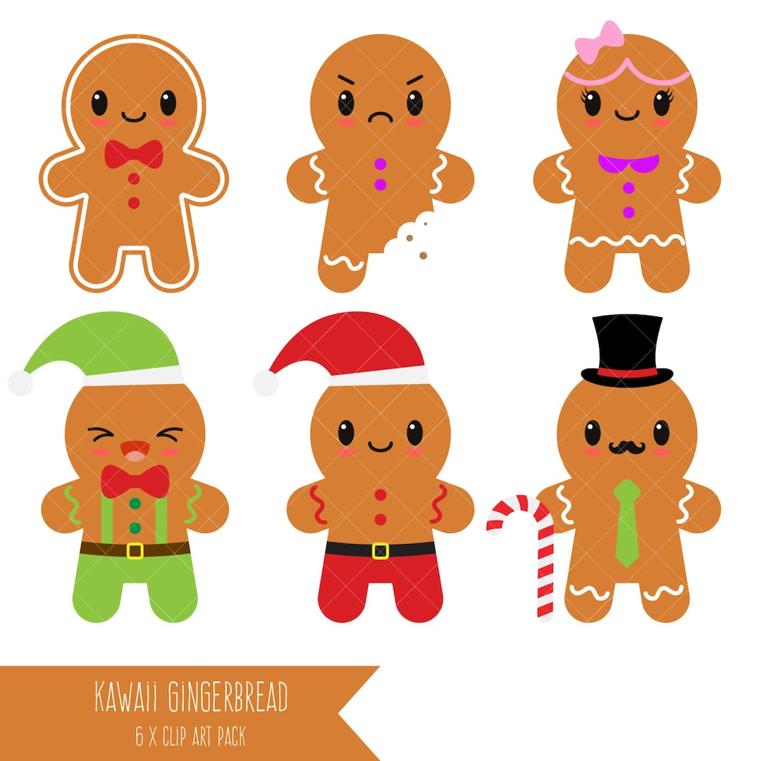 Kawaii Gingerbread Clipart / Gingerbread Man / Cookies - Etsy Uk regarding Kawaii Gingerbread Printable