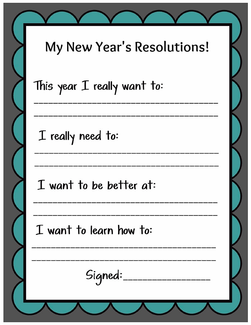Kid Friendly New Years Resolution Printable - Uncommon Designs for Kids New Year&amp;amp;#039;s Resolution Printable