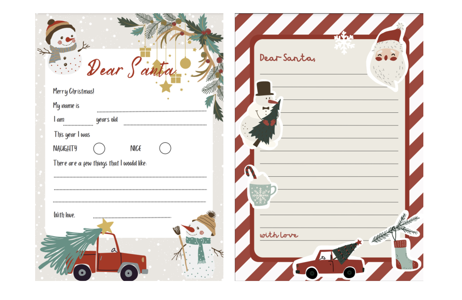 Kids' Christmas Activities: Free Printable Letter To Santa Templates throughout Christmas Paper Template Printable Free