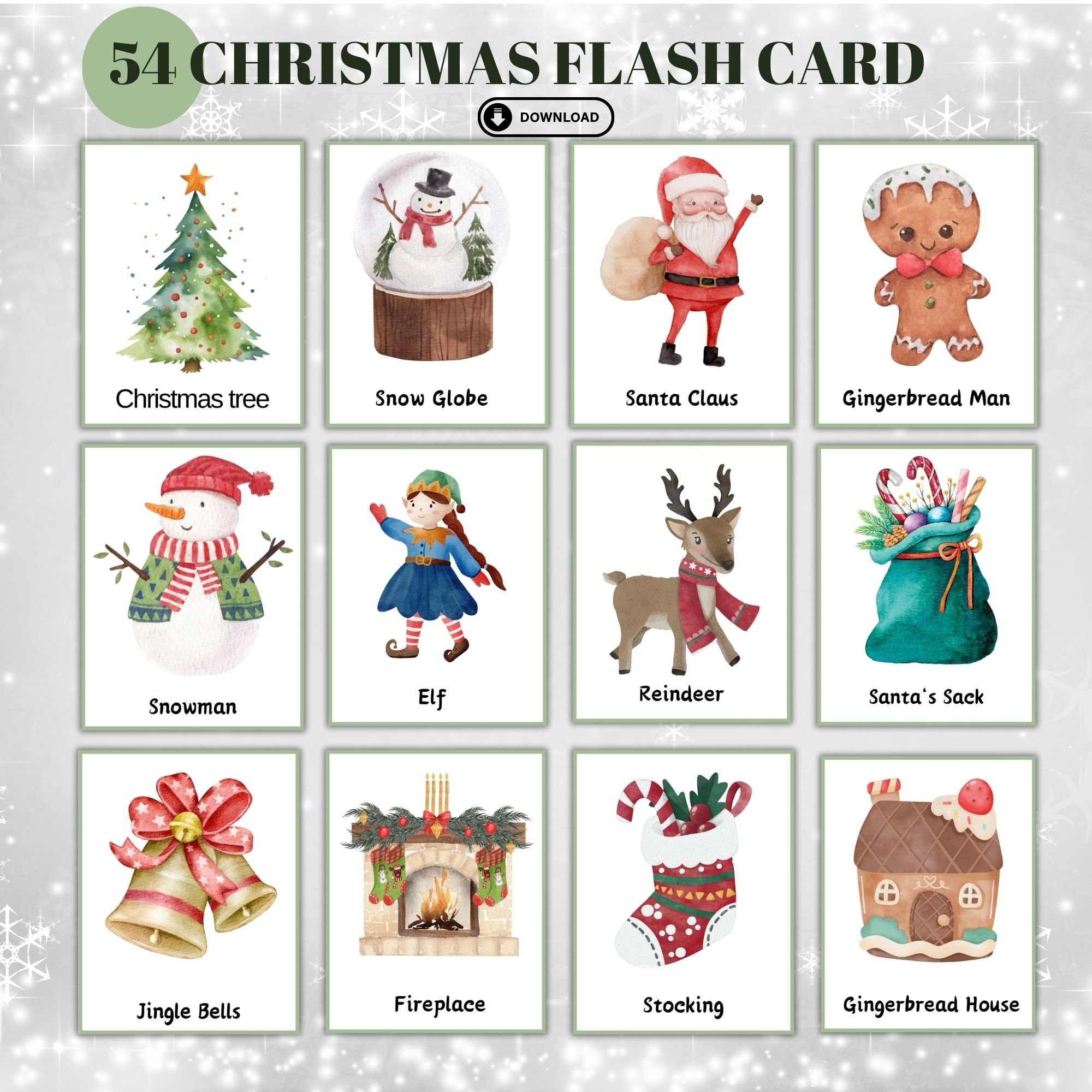 Kids Christmas Flash Cards Printable Christmas Movement Cards regarding Christmas Flashcards Printable