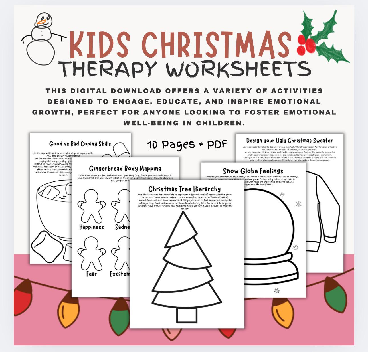 Kids Christmas Therapy Worksheets: Emotional Check-In Activities intended for Christmas Counseling Worksheets