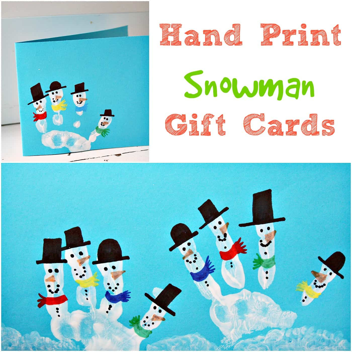 Kids Hand Print Snowman Christmas Card - Emma Owl for Printable Snowman Hands