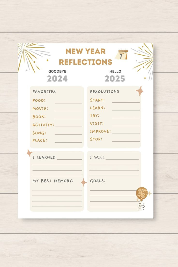 Kids Year In Review, Printable New Years Activity, 2025 New Year pertaining to New Year&amp;amp;#039;s Eve Printable Year in Review