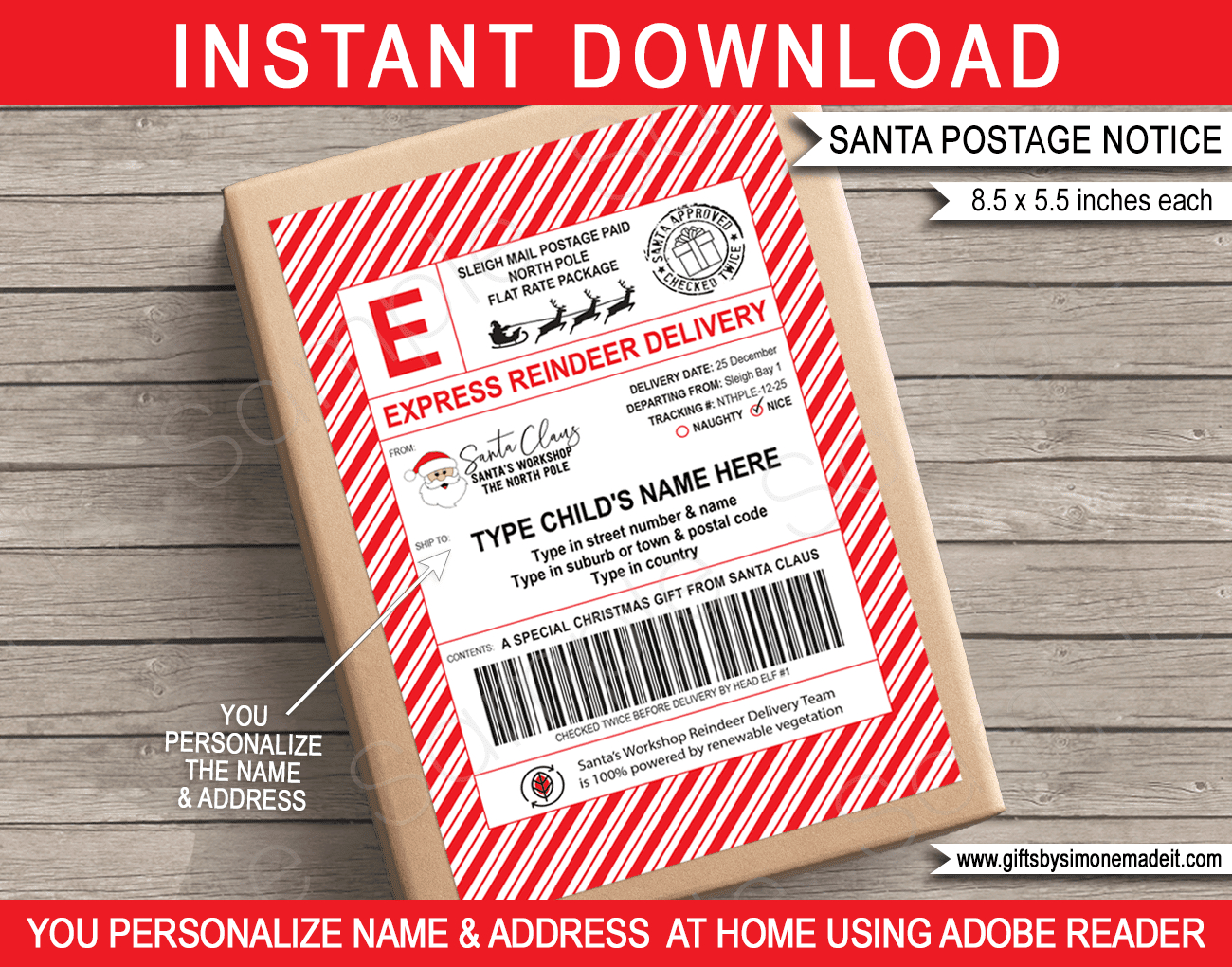 Large Santa Mail Shipping Labels - Usps Style regarding Santa Address Label Printable