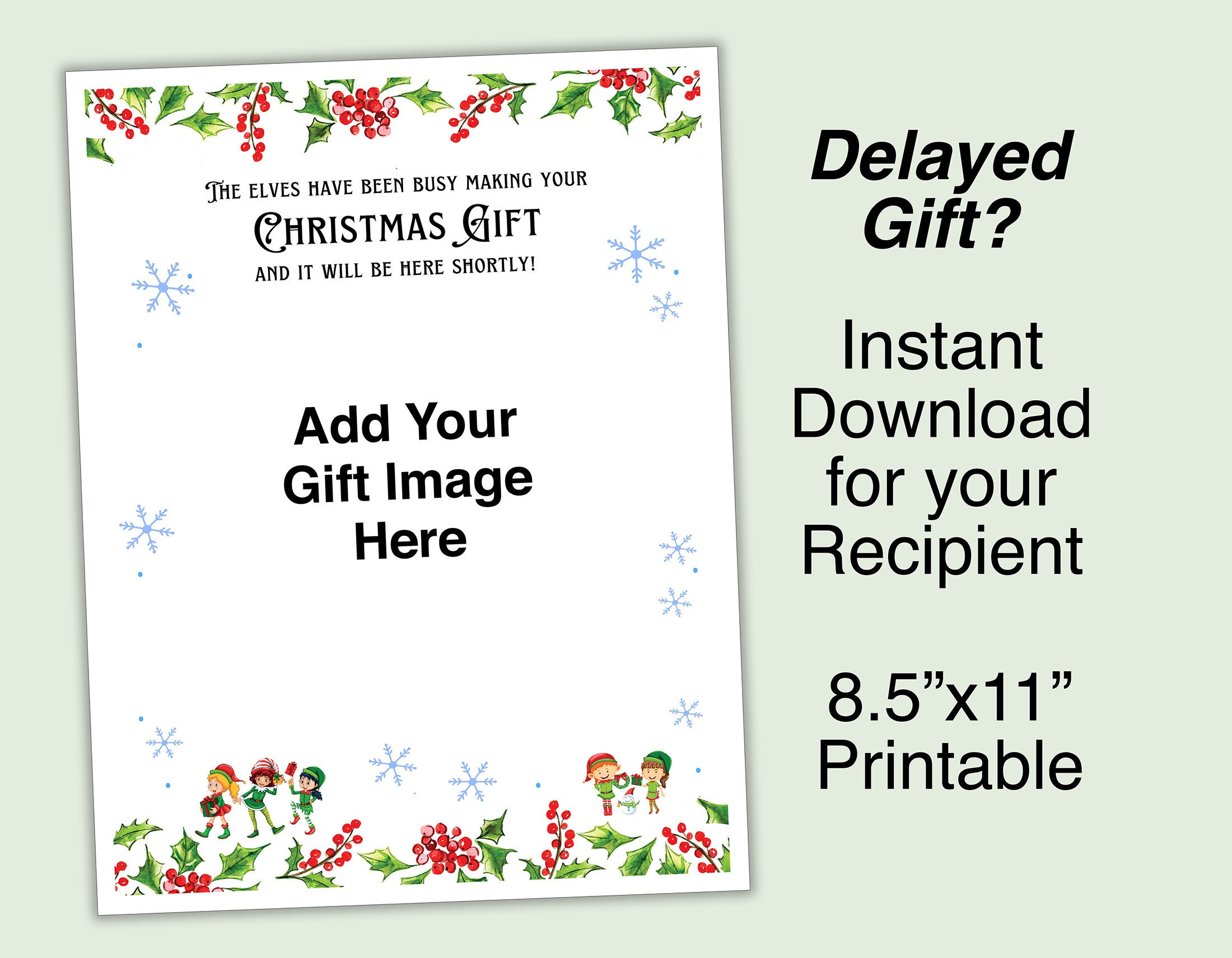 Late Christmas Gift,Printable,Instant Download,Delayed Gift within Belated Christmas Card Printable