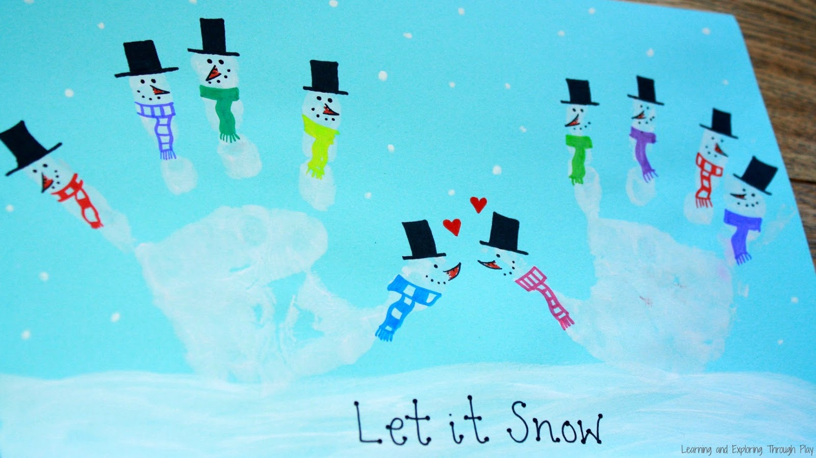 Learning And Exploring Through Play: Snowman Hand Print Christmas Card throughout Printable Snowman Hands