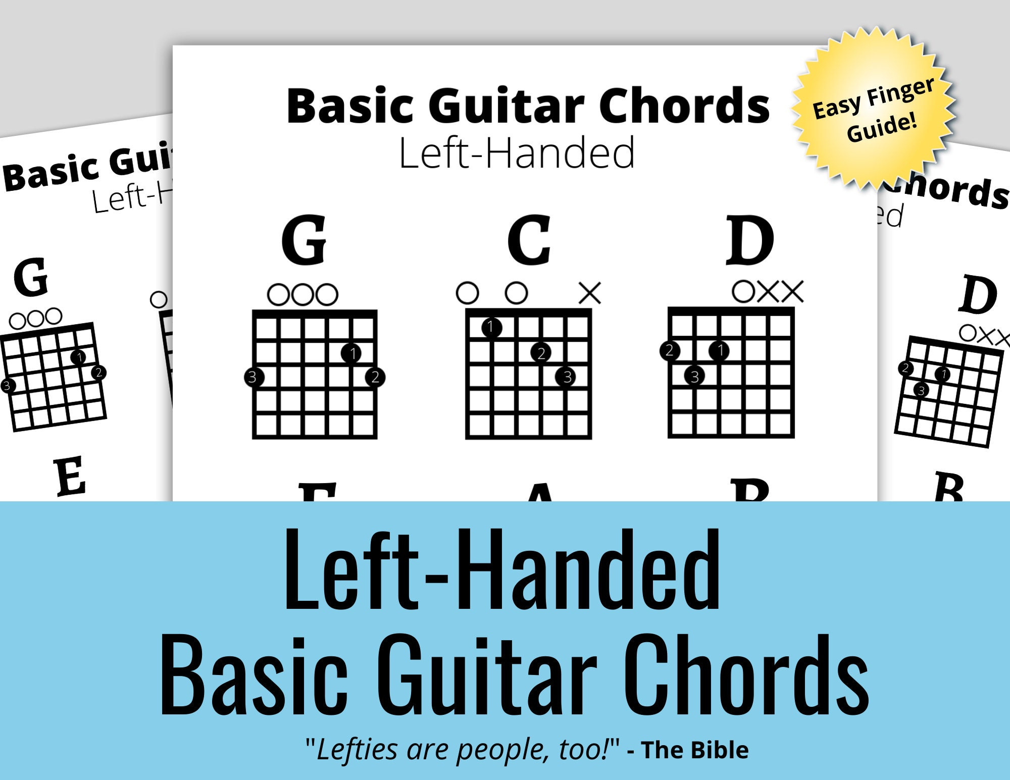 Left Handed Guitar Chords Sheet: Beginner Guide (Instant Download throughout Left Handed Guitar Chord Chart Printable