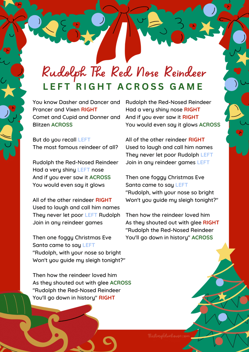 Left-Right Rudolph Game - 20 Free Pdf Printables | Printablee with Rudolph Left Right Christmas Game Printable