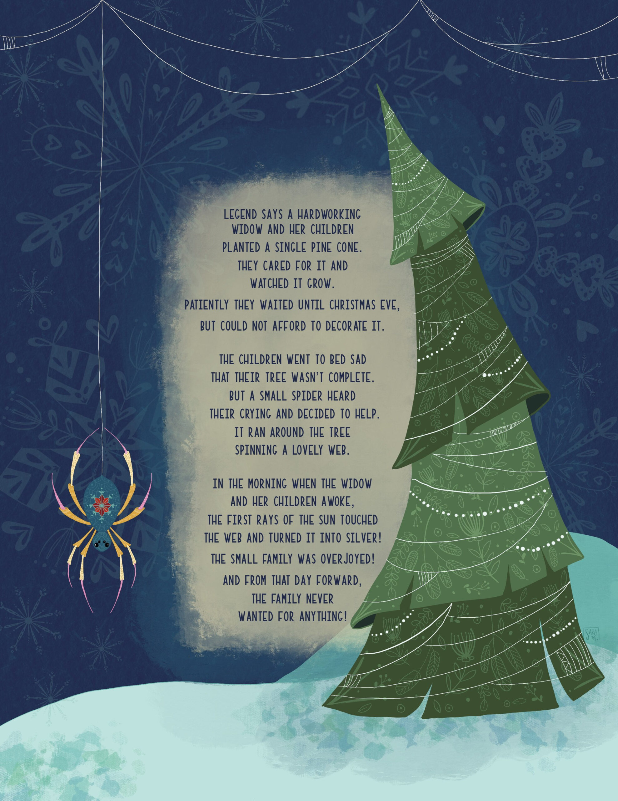 Legend Of The Christmas Spider Print, Urlaub Wandkunst (Digitaler throughout Printable Legend of the Christmas Spider