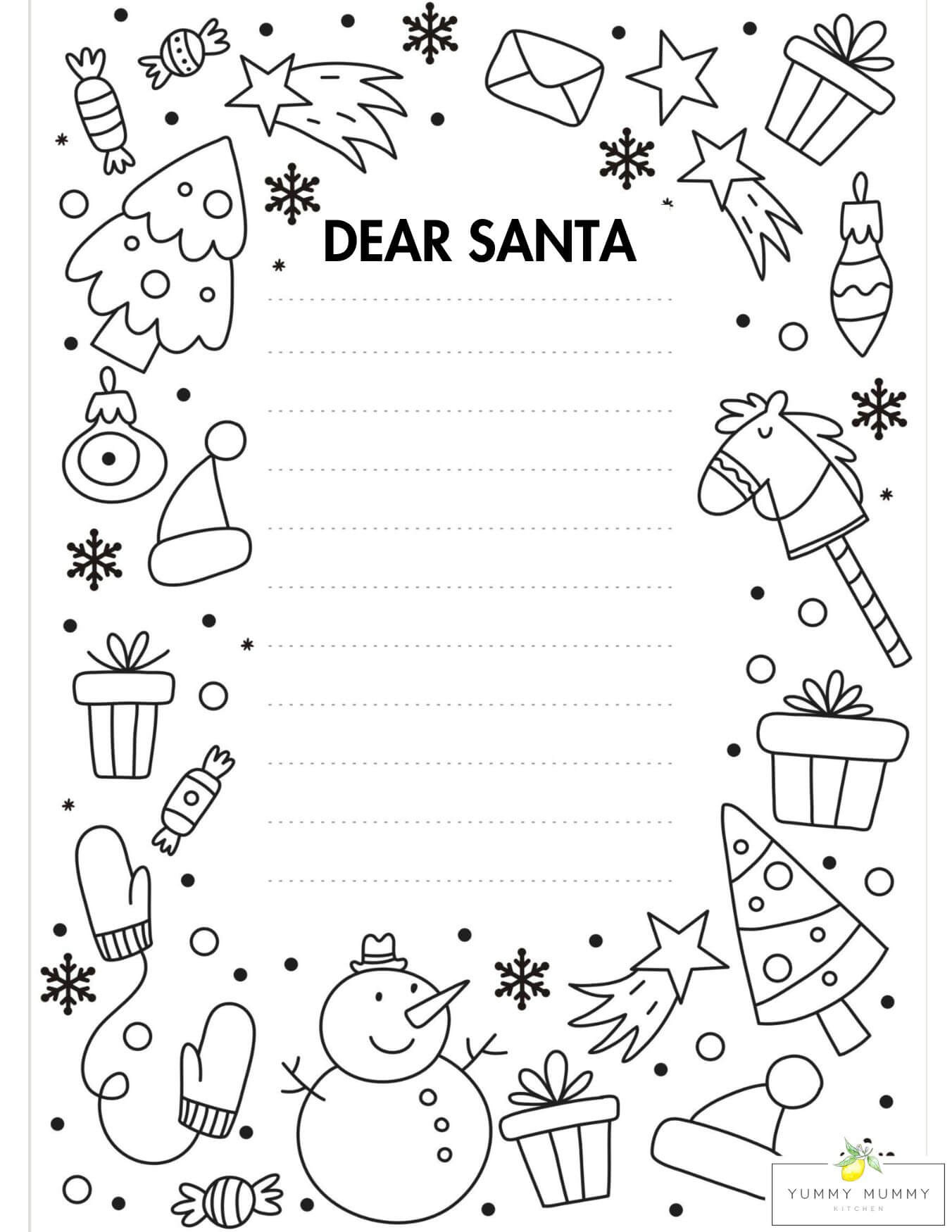 Letter To Santa Template - Free Printable Dear Santa Letters inside Santa Letter Coloring Printable
