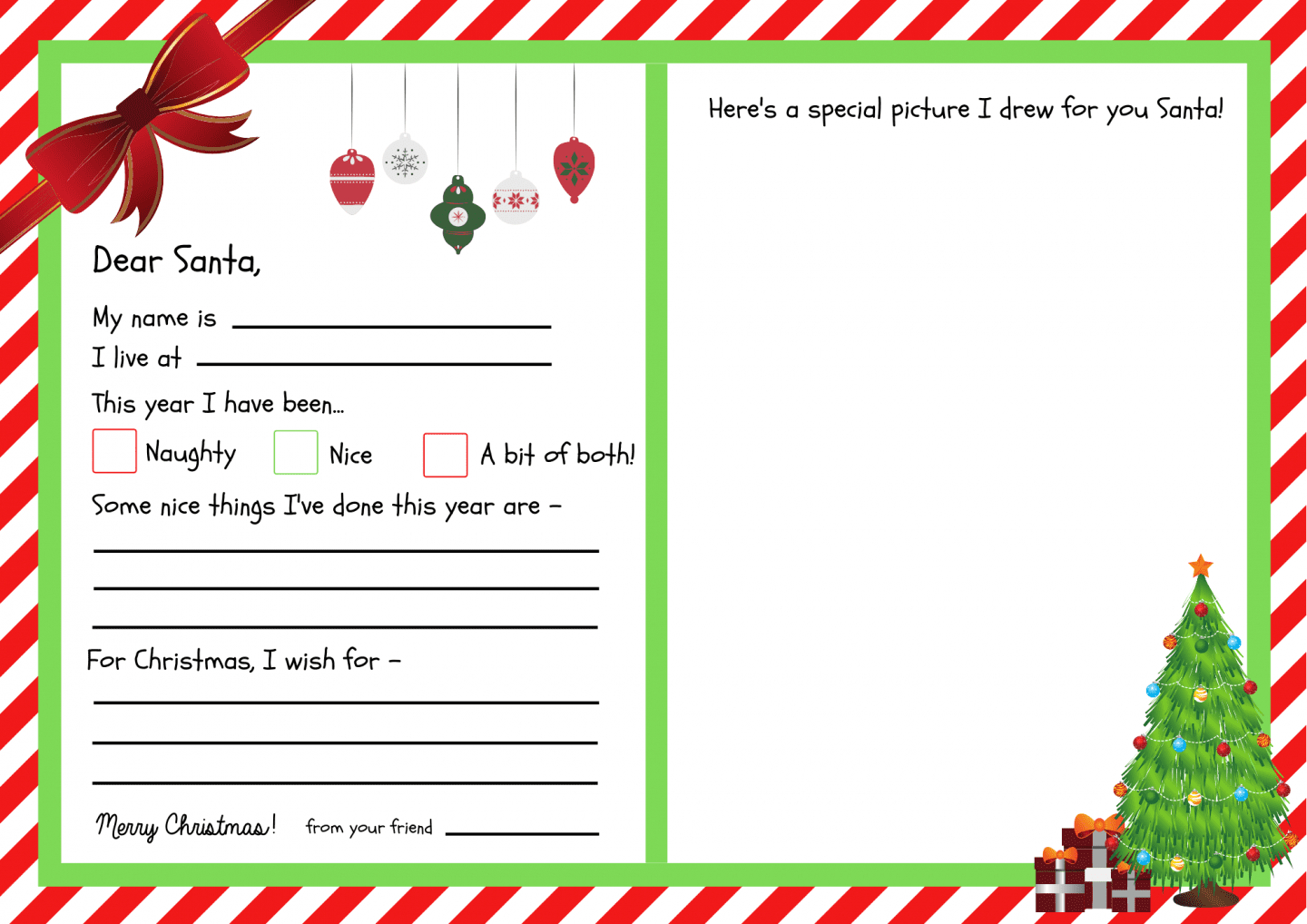 Letters To Santa Templates {Free Printables} - Super Busy Mum inside Christmas Letter Template Free Printable