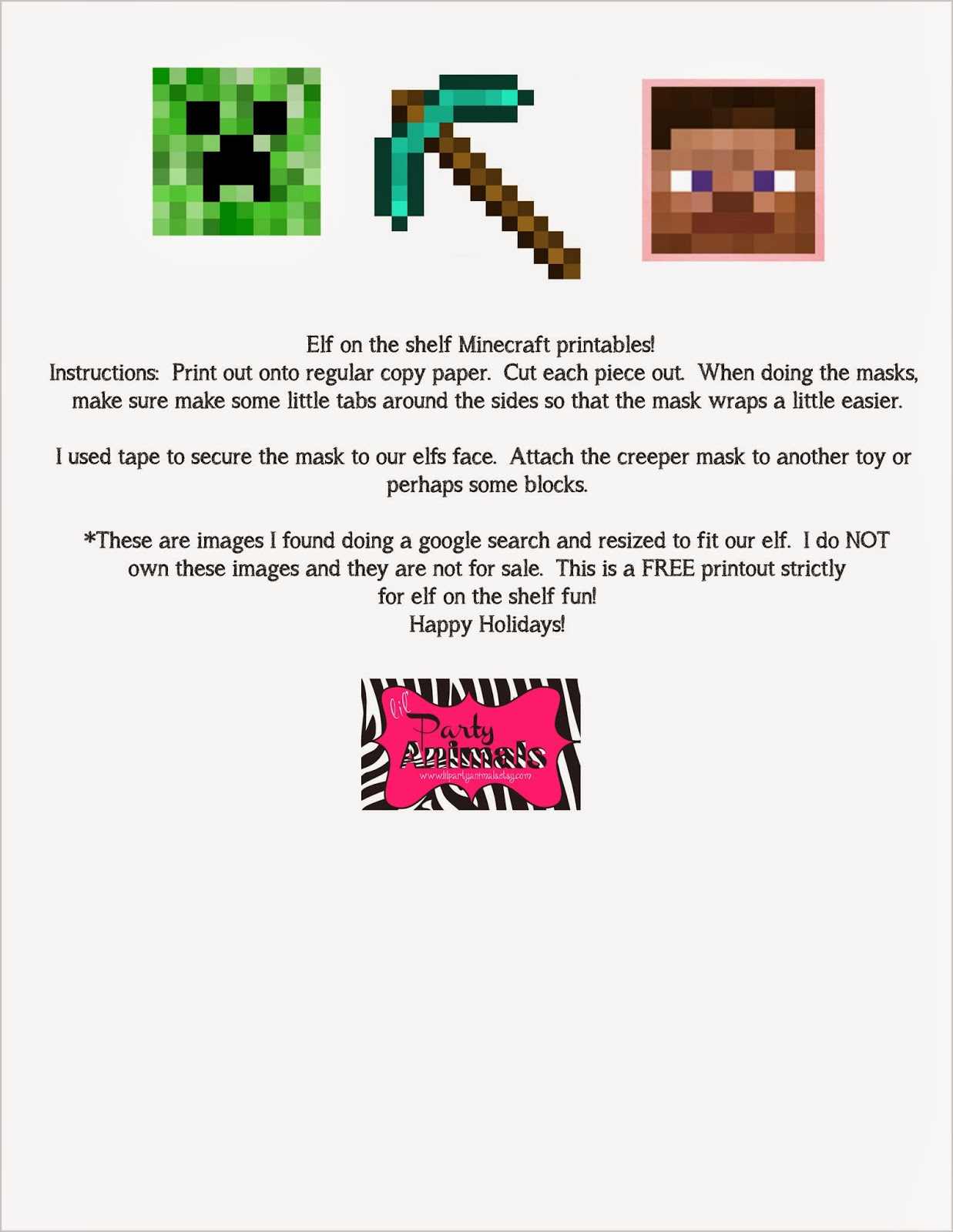Lil Party Animals: Free Elf On The Shelf Minecraft Printable throughout Free Printable Elf On The Shelf Minecraft Printable