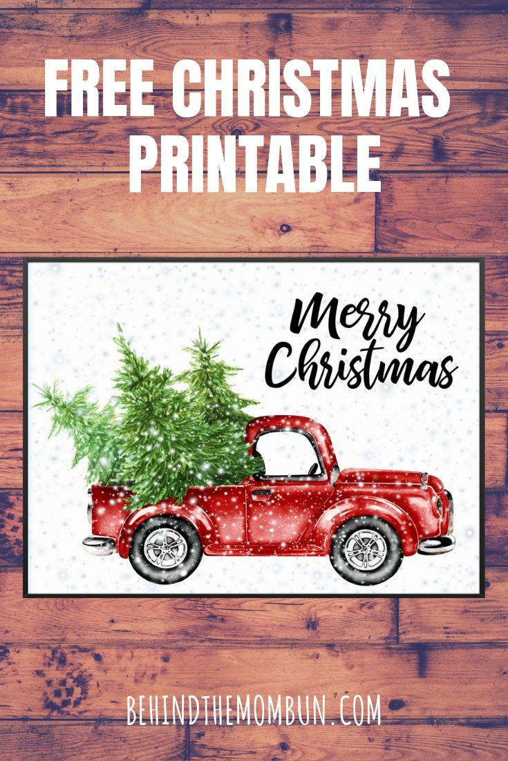 Little Red Truck Merry Christmas Printable regarding Printable Vintage Red Truck Christmas