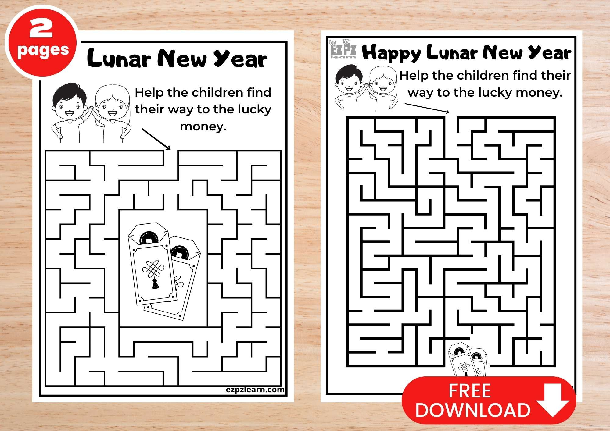Lunar (Chinese) New Year Maze Free Pdf Download - Ezpzlearn within Free Chinese New Year Printables