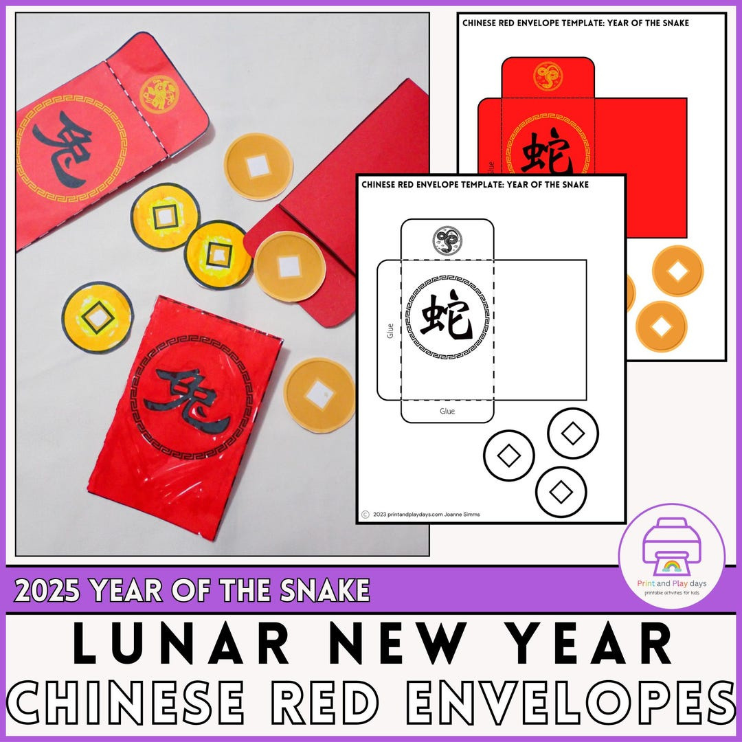Lunar New Year Activity | Chinese Lucky Red Envelope Craft | Year in Chinese New Year Envelope Printable