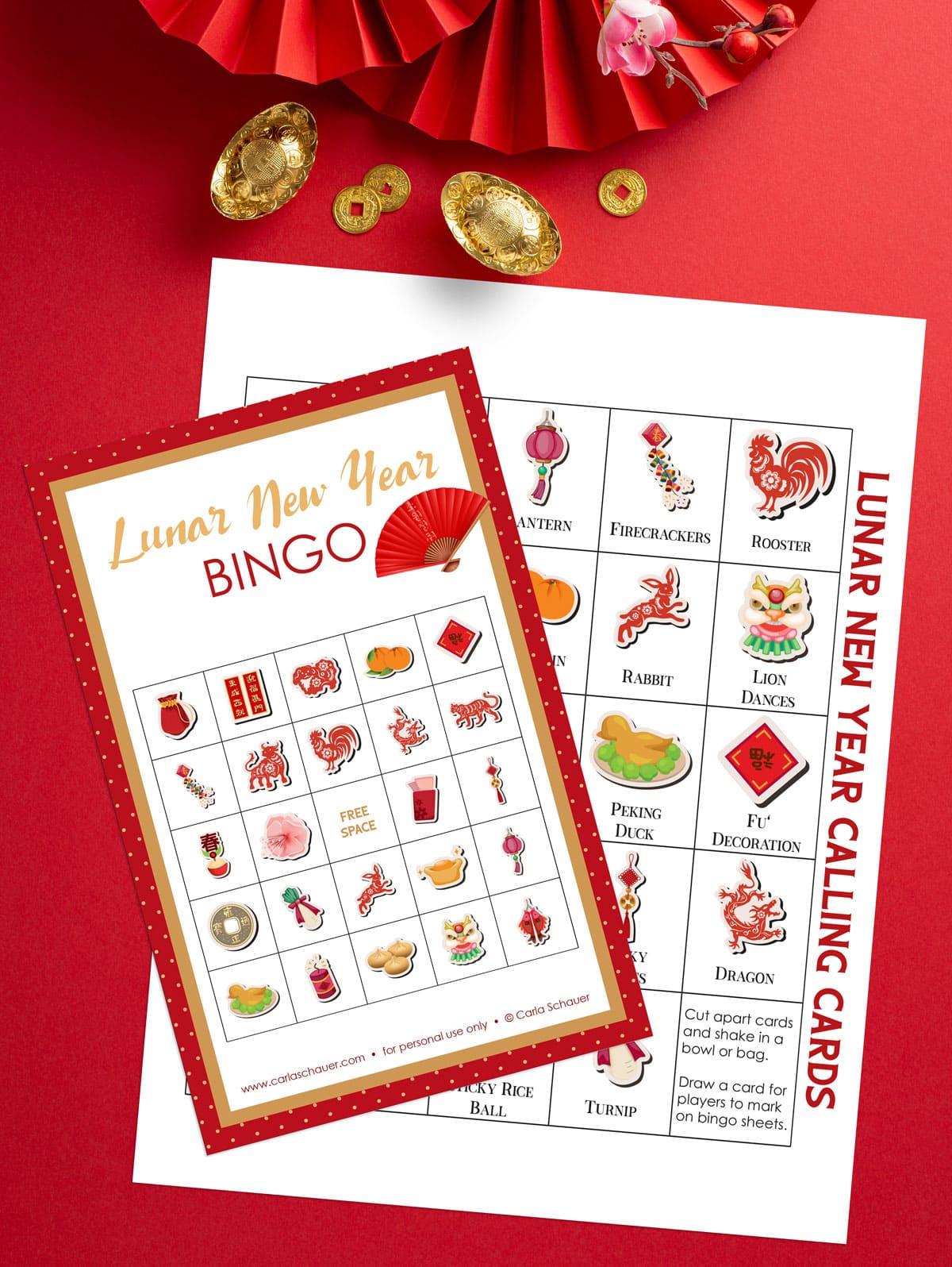 Lunar New Year Bingo Cards (Free Printable!) - Carla Schauer Designs within Printable Chinese New Year Bingo Cards