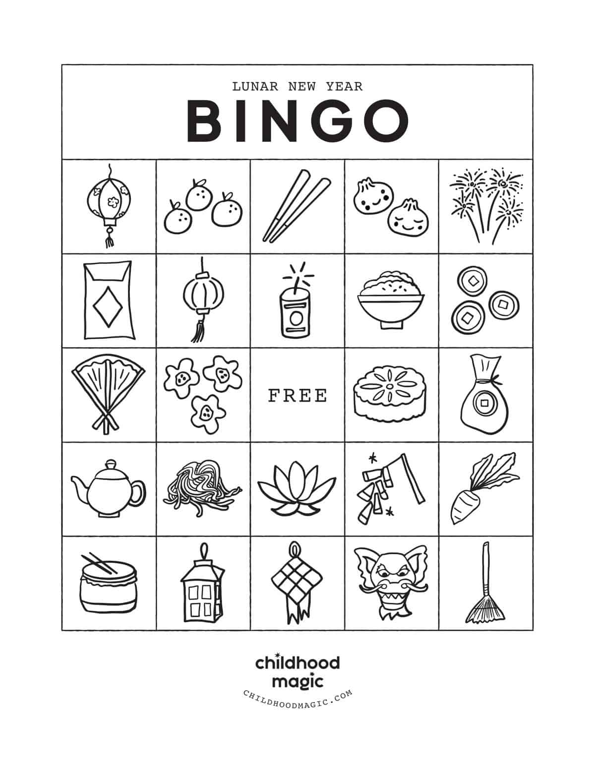 Lunar New Year Bingo - Childhood Magic throughout Printable Chinese New Year Bingo Cards