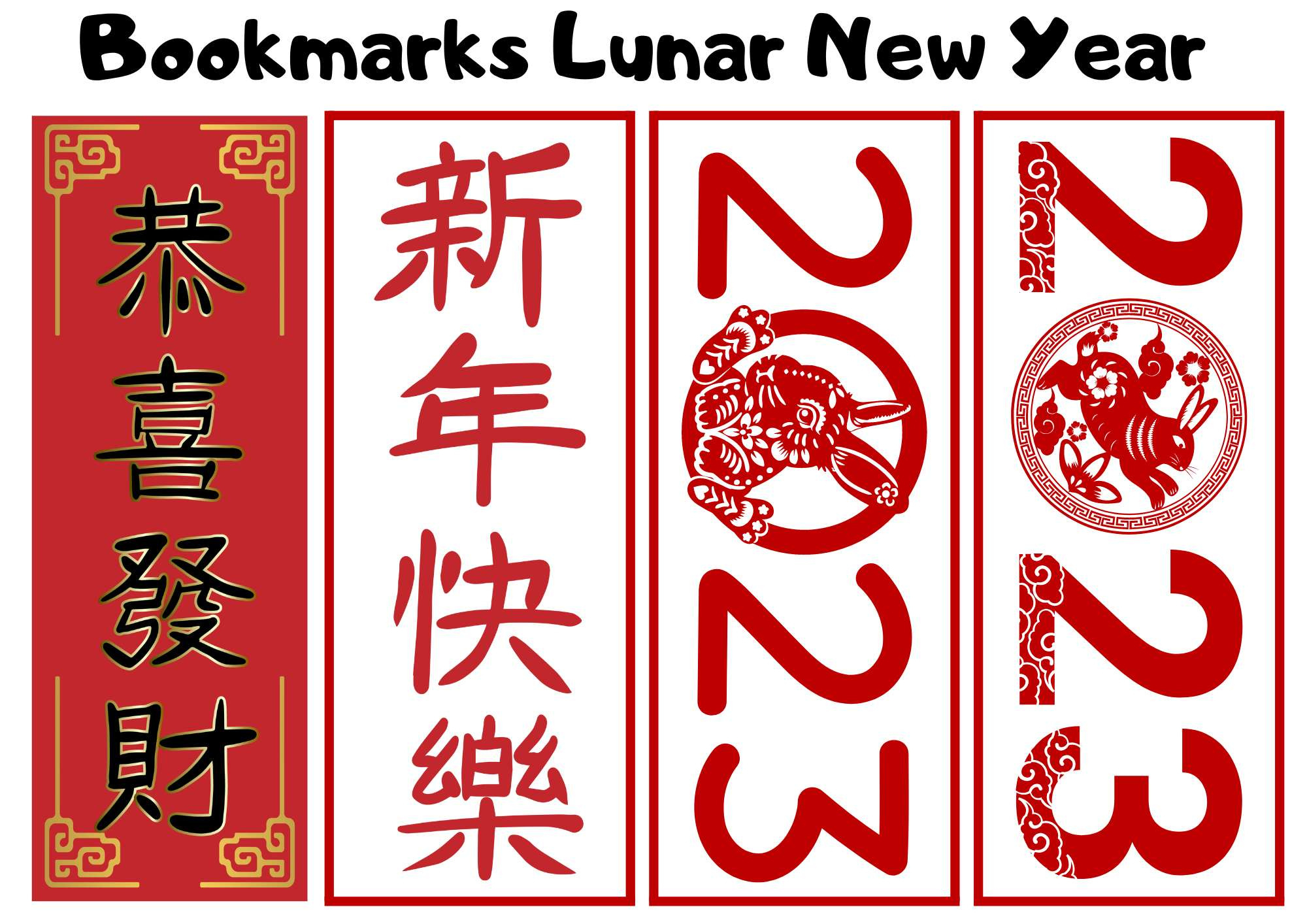 Lunar New Year Bookmarks Free Pdf Download - Ezpzlearn throughout Chinese New Year Bookmarks Free Printable