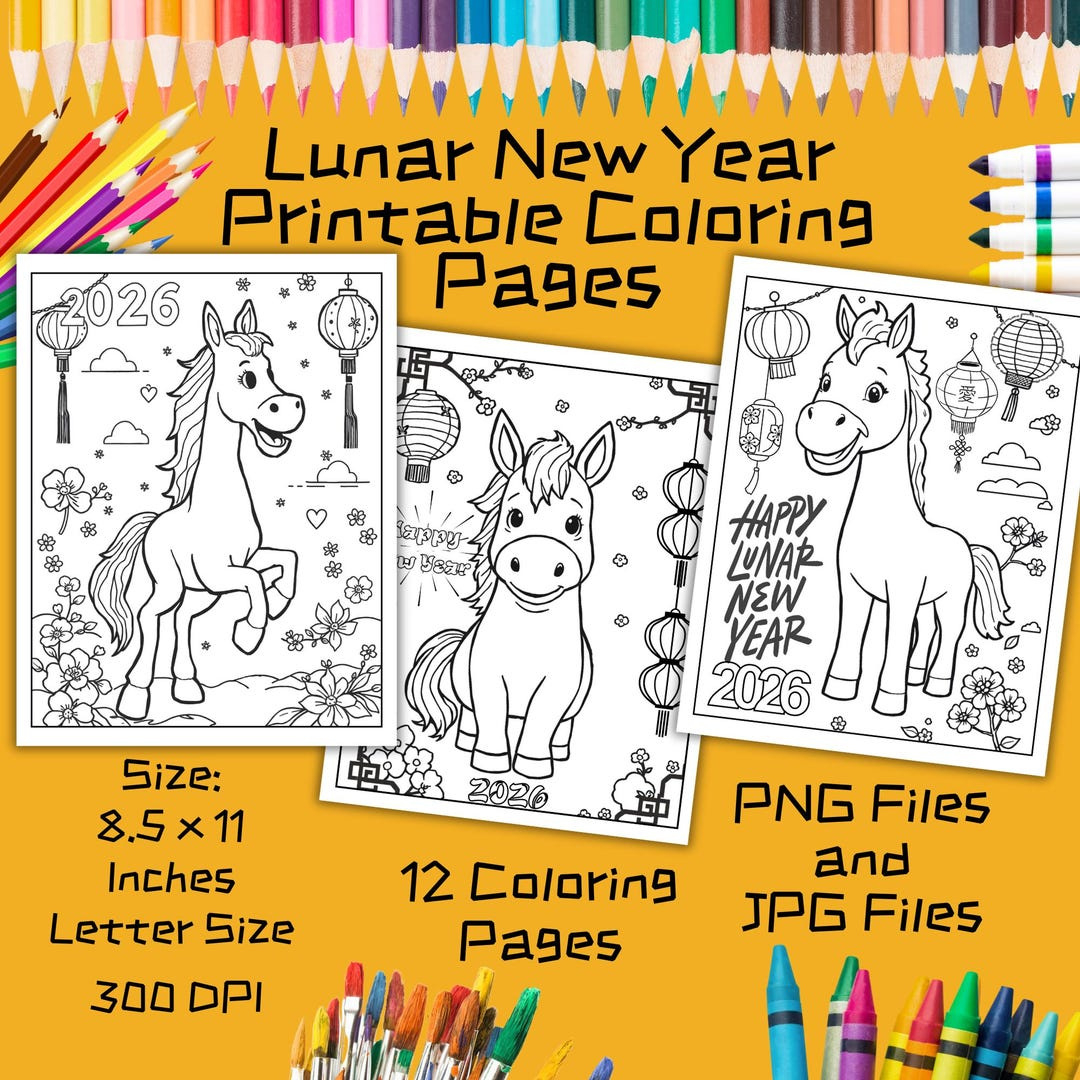 Lunar New Year Horse Coloring Pages | 2026 Year Of The Horse within Lunar New Year Coloring Pages 2026 Printable