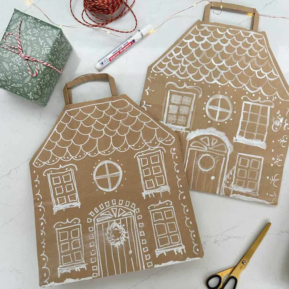 Make An Easy Diy Gingerbread House Christmas Gift Bag throughout Paper Bag Gingerbread House Template