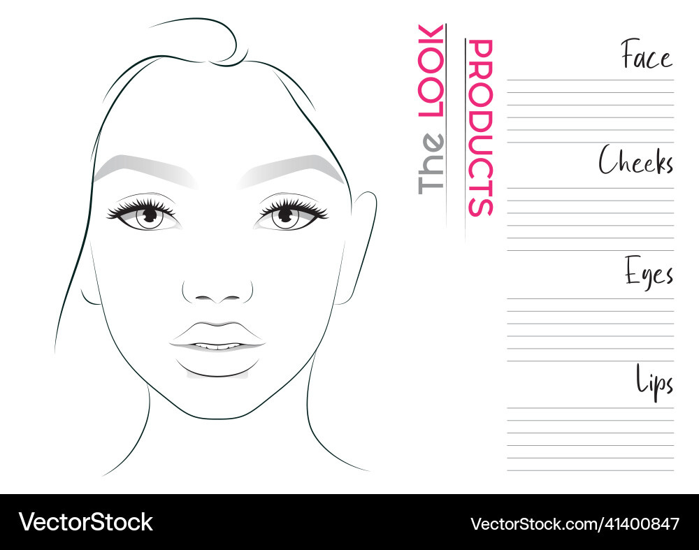 Makeup Artist Face Chart Blank Template – Lizenzfreie Vektorgrafik pertaining to Makeup Face Chart Printable