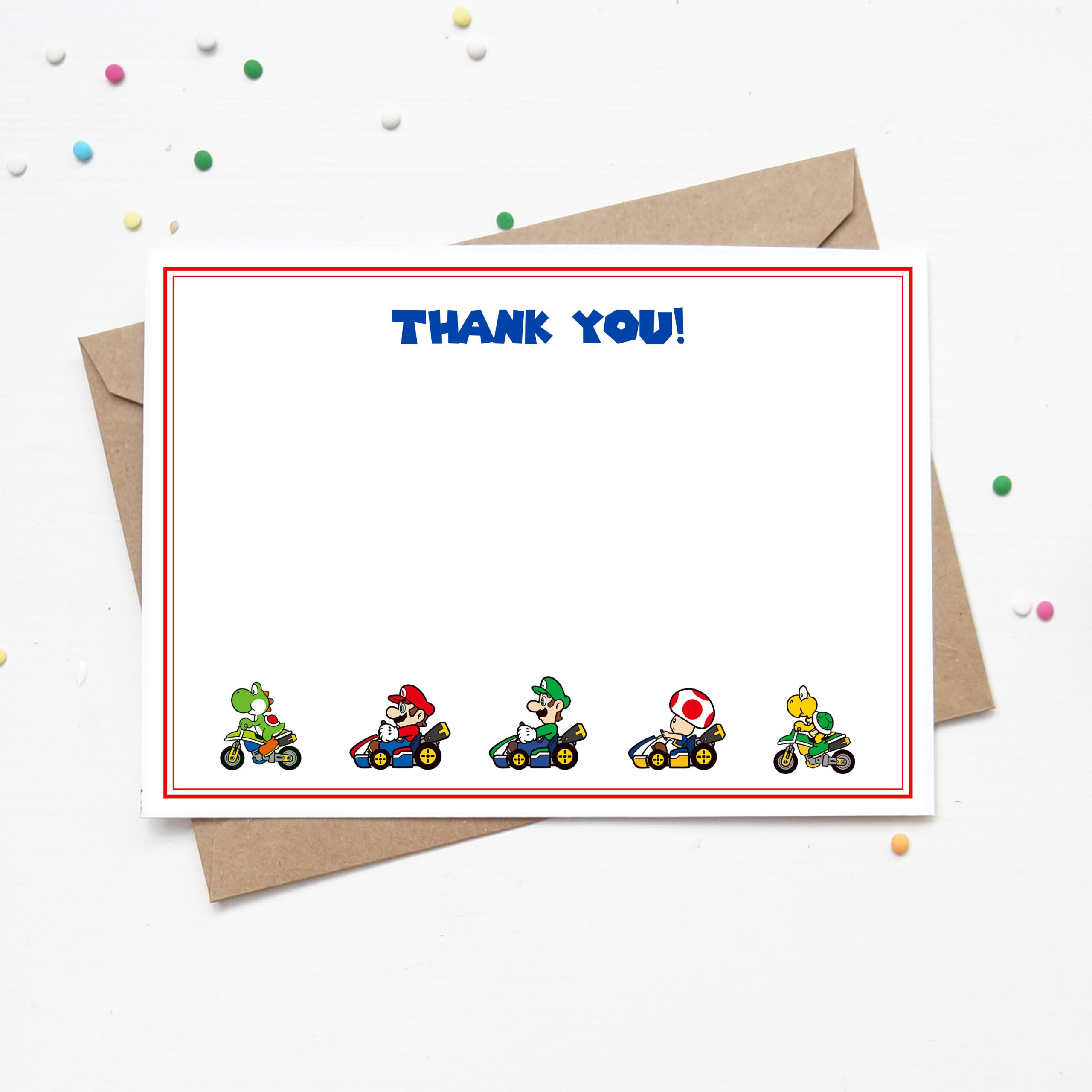 Mario Kart Thank You Card | Instant Download - Etsy.de regarding Mario Thank You Cards Printable