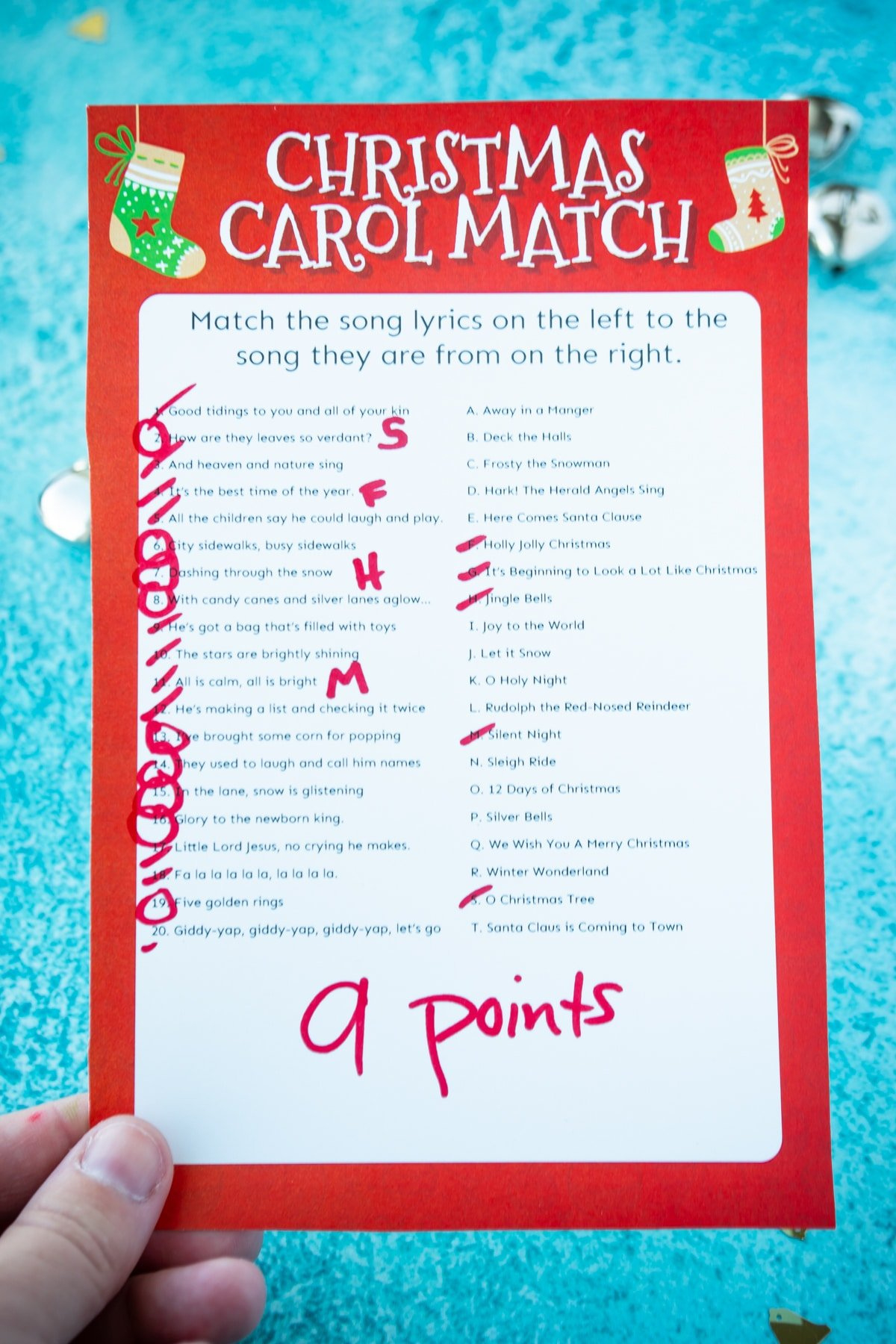 Match The Christmas Carol Game (Free Printable!) - Play Party Plan intended for Printable Christmas Carol Games
