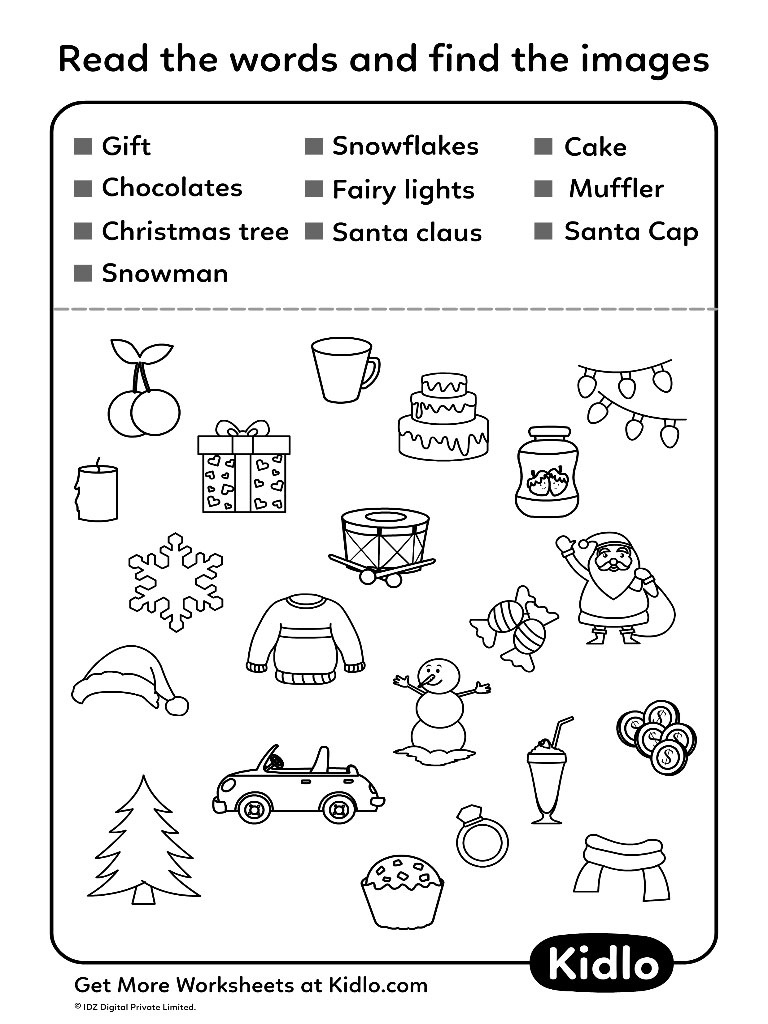 Match Words To Its Pictures – Sorting Worksheet #12 - Kidlo within Kidloland Snowman Printable