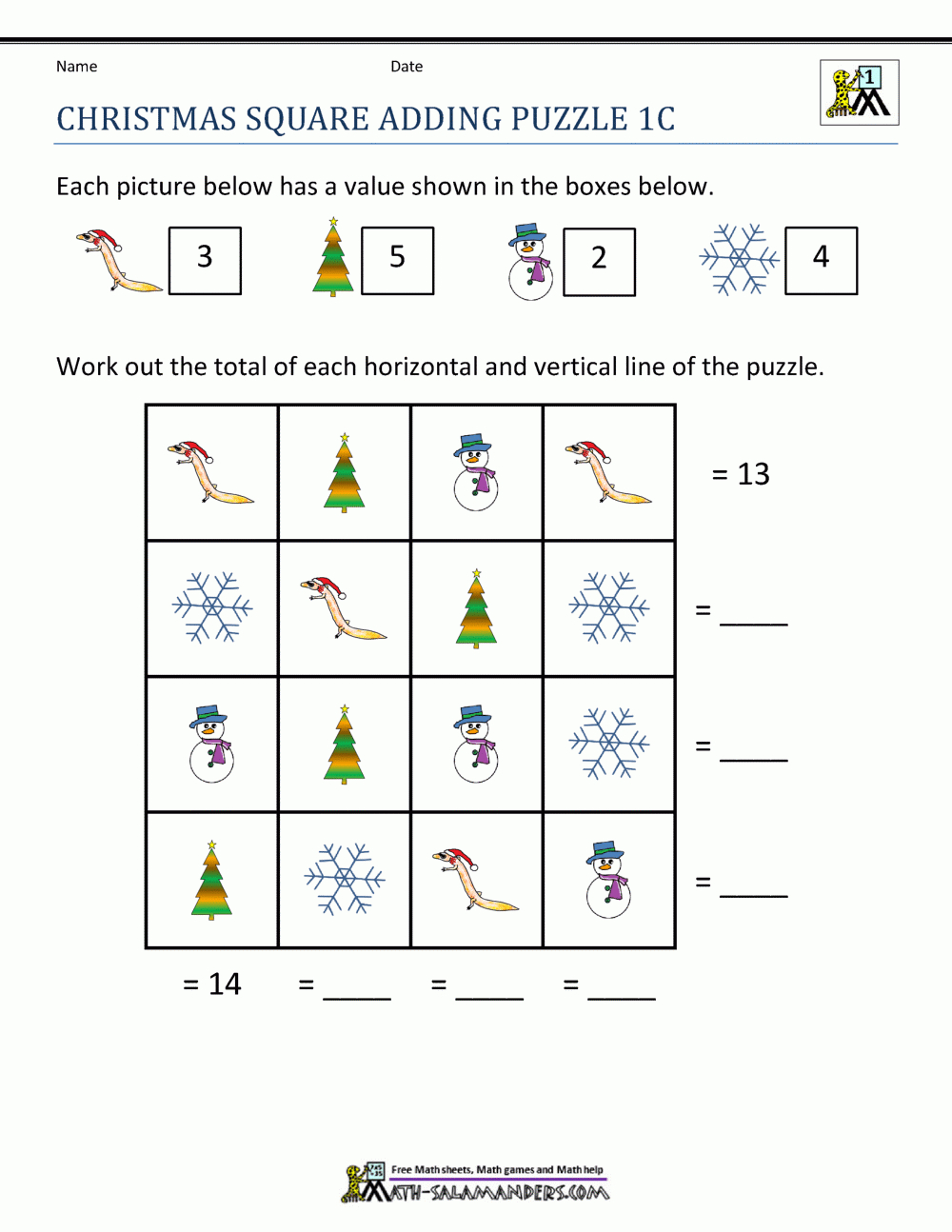 Math Christmas Worksheets First Grade with Free Printable 1st Grade Christmas Worksheets