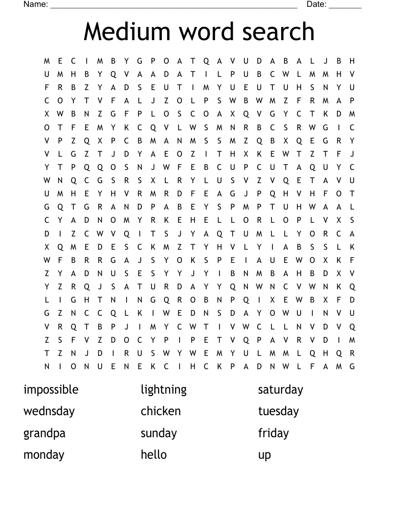 Medium Word Search - Wordmint pertaining to Free Printable Word Search Puzzles Medium Difficulty