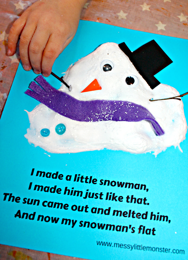 Melted Snowman Craft And Poem - Messy Little Monster with regard to Melted Snowman Printable